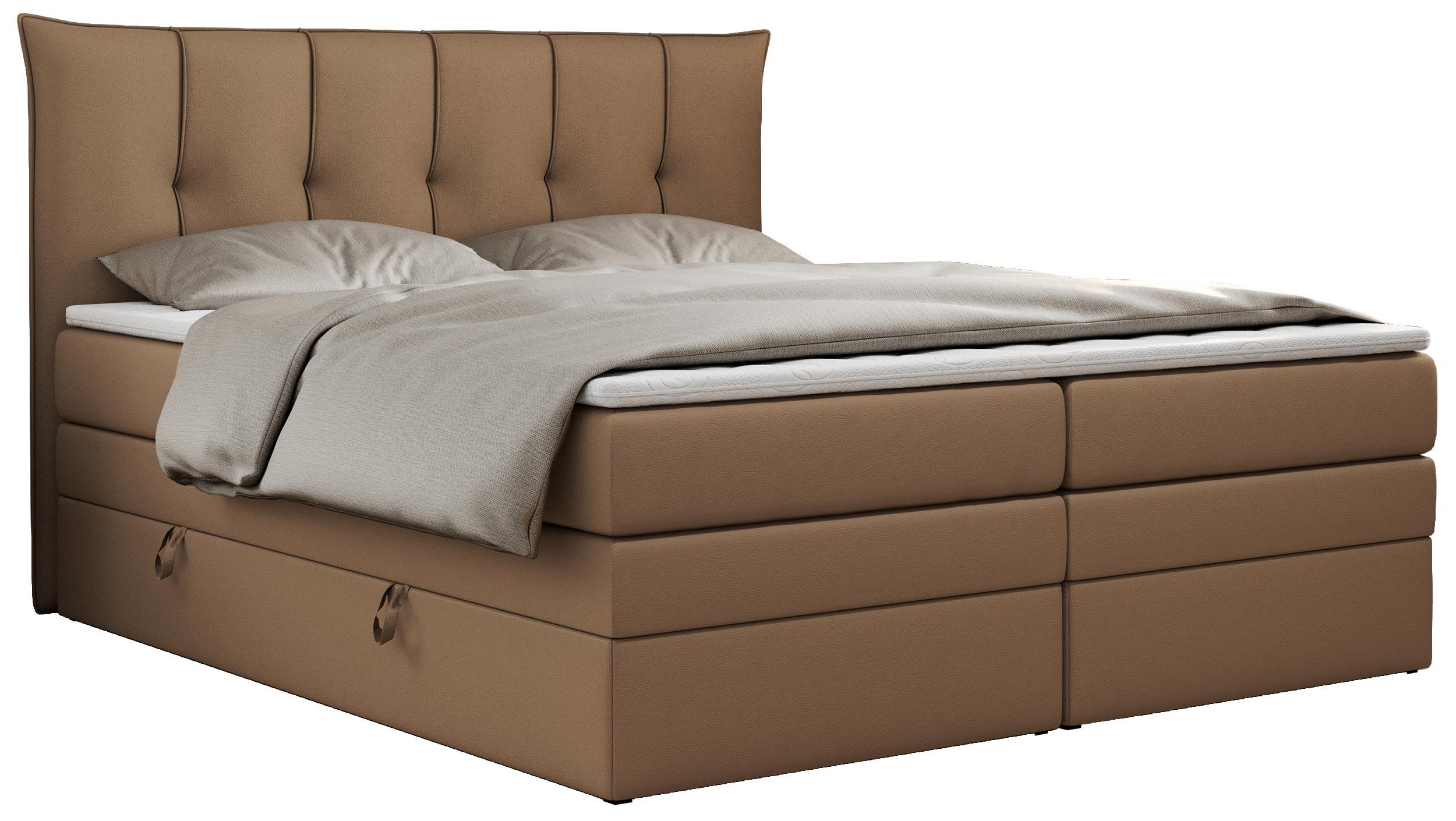 wohnli-moebel-suche-800000629265 Wohnli Möbelsuche - BOXSPRINGBETT PREMIUM 10 KING 200/200 Braun Kunstleder - H3