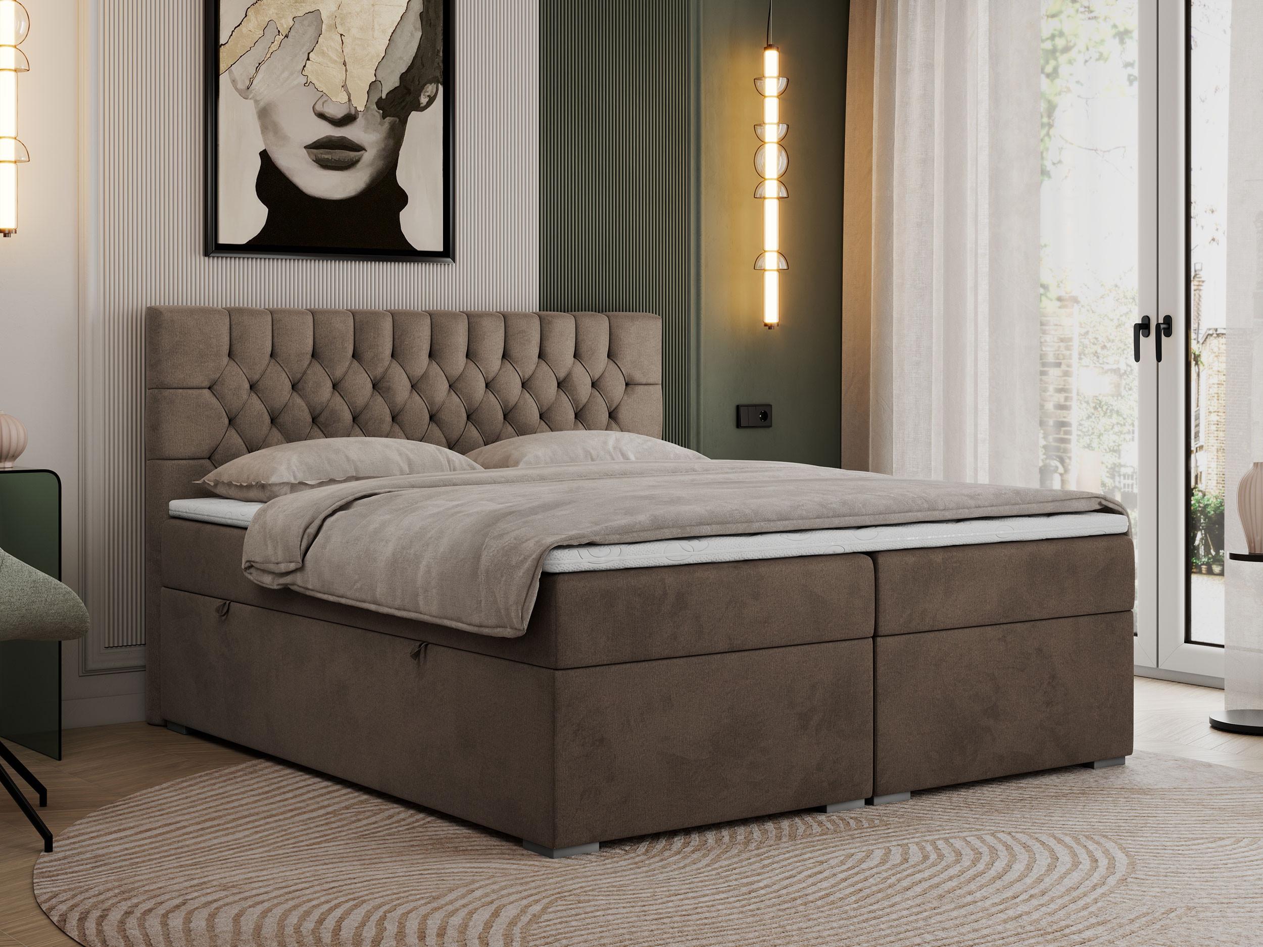 wohnli-moebel-suche-800000629283-1 BOXBETT PERA 200/200 Braun Velvet - H3 Textil MKS Möbel > Betten > Boxspringbetten Braun