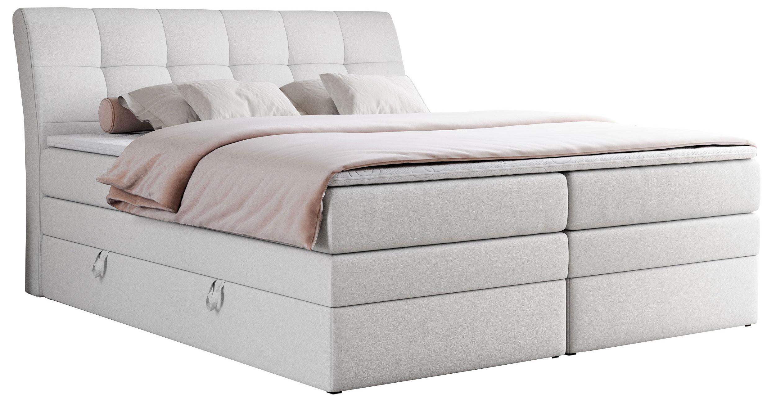 wohnli-moebel-suche-800000629300 Wohnli Möbelsuche - BOXSPRINGBETT GOLD-10 KING 180/200 Weiß Kunstleder - H3