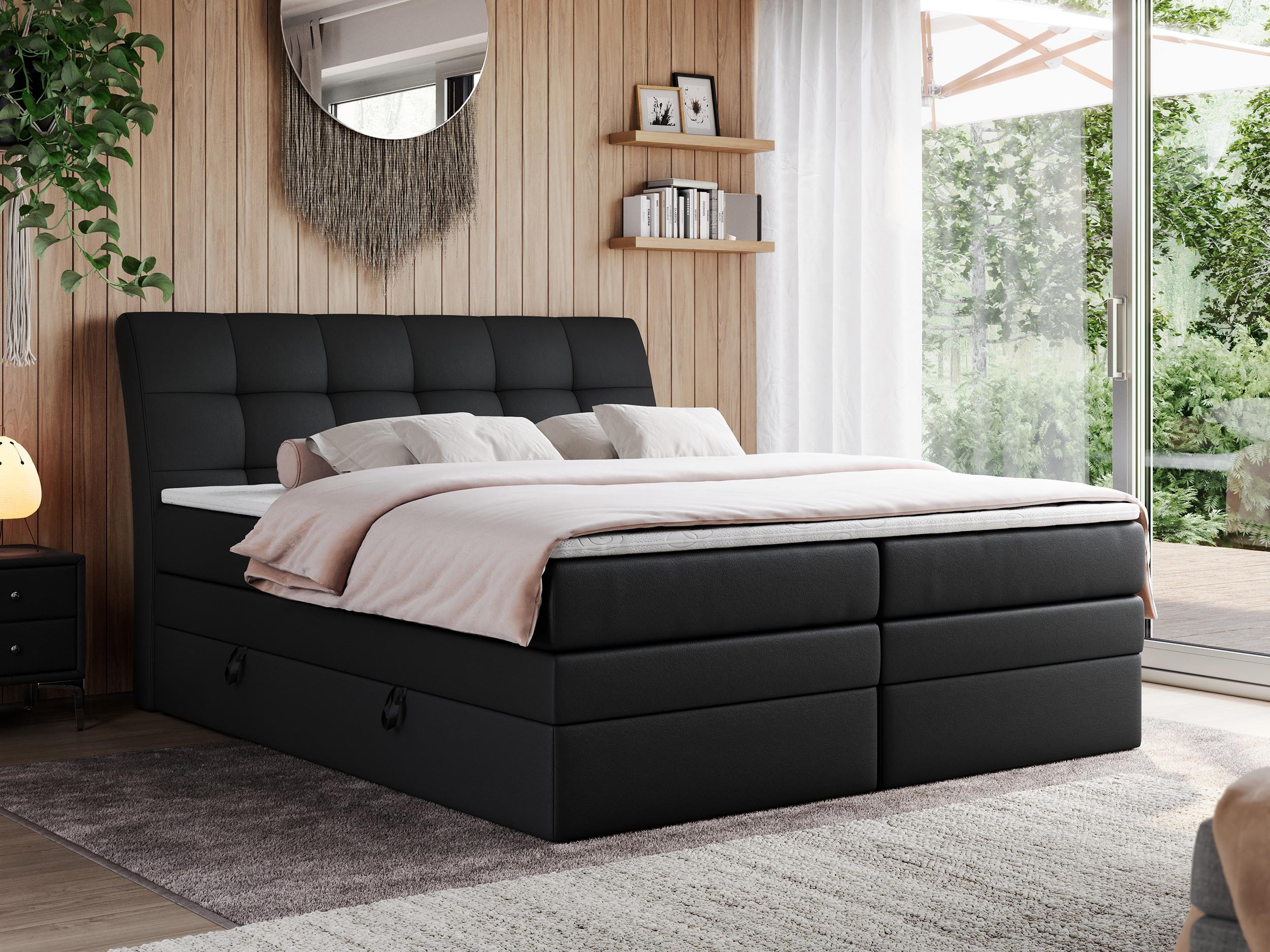 wohnli-moebel-suche-800000629314-1 BOXSPRINGBETT GOLD-10 KING 140/200 Schwarz Kunstleder - H3 Textil MKS Möbel > Betten > Boxspringbetten Schwarz