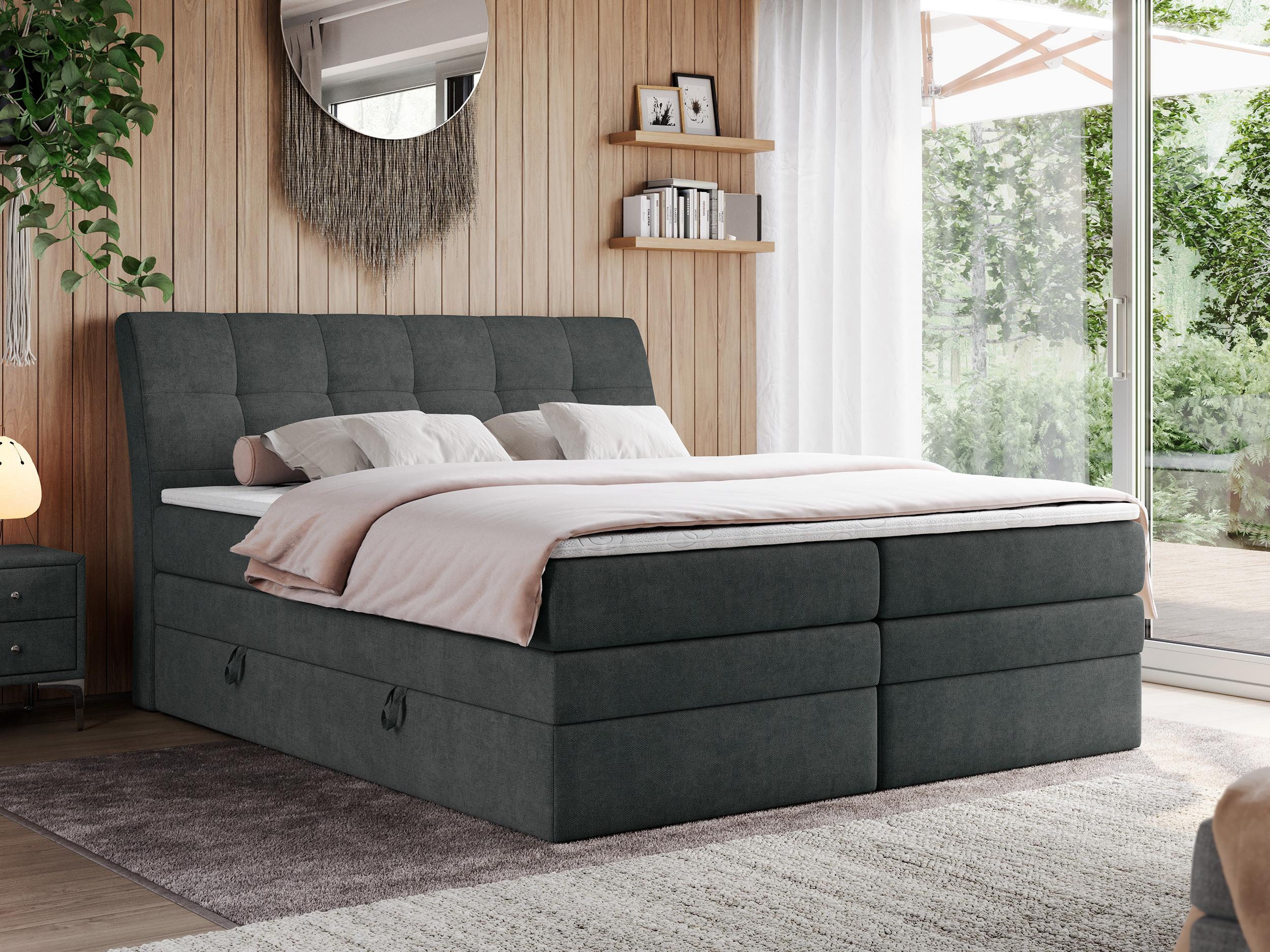 wohnli-moebel-suche-800000629410-1 BOXSPRINGBETT GOLD-10 KING 140/200 Dunkelgrau Struktur - H3 Textil MKS Möbel > Betten > Boxspringbetten Grau