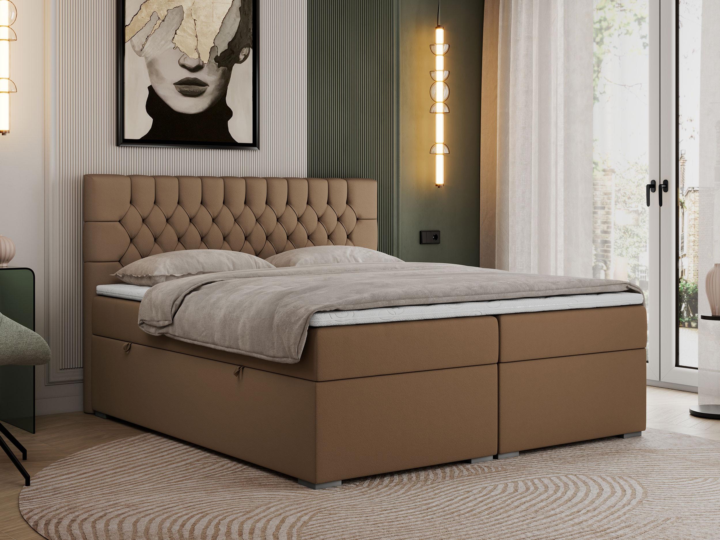 BOXBETT PERA 160/200 Braun Kunstleder - H4 Textil MKS Möbel > Betten > Boxspringbetten Braun