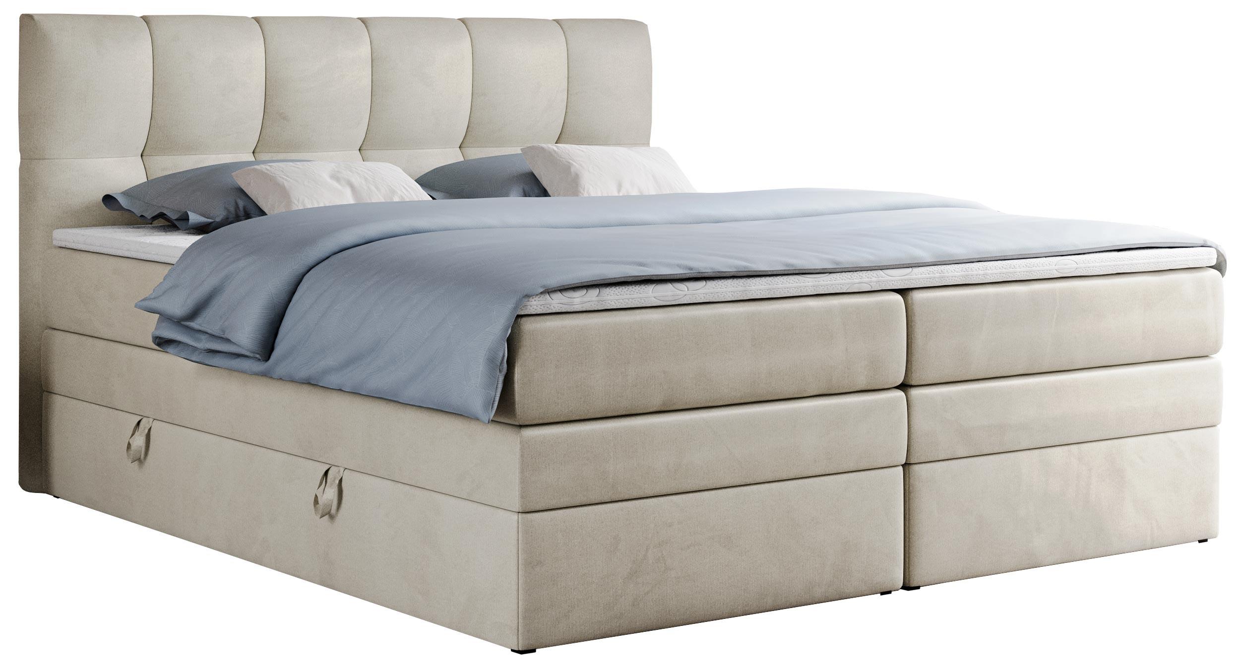 Wohnli Möbelsuche - BOXSPRINGBETT ALVIN KING 140/200 Beige Velvet - H3