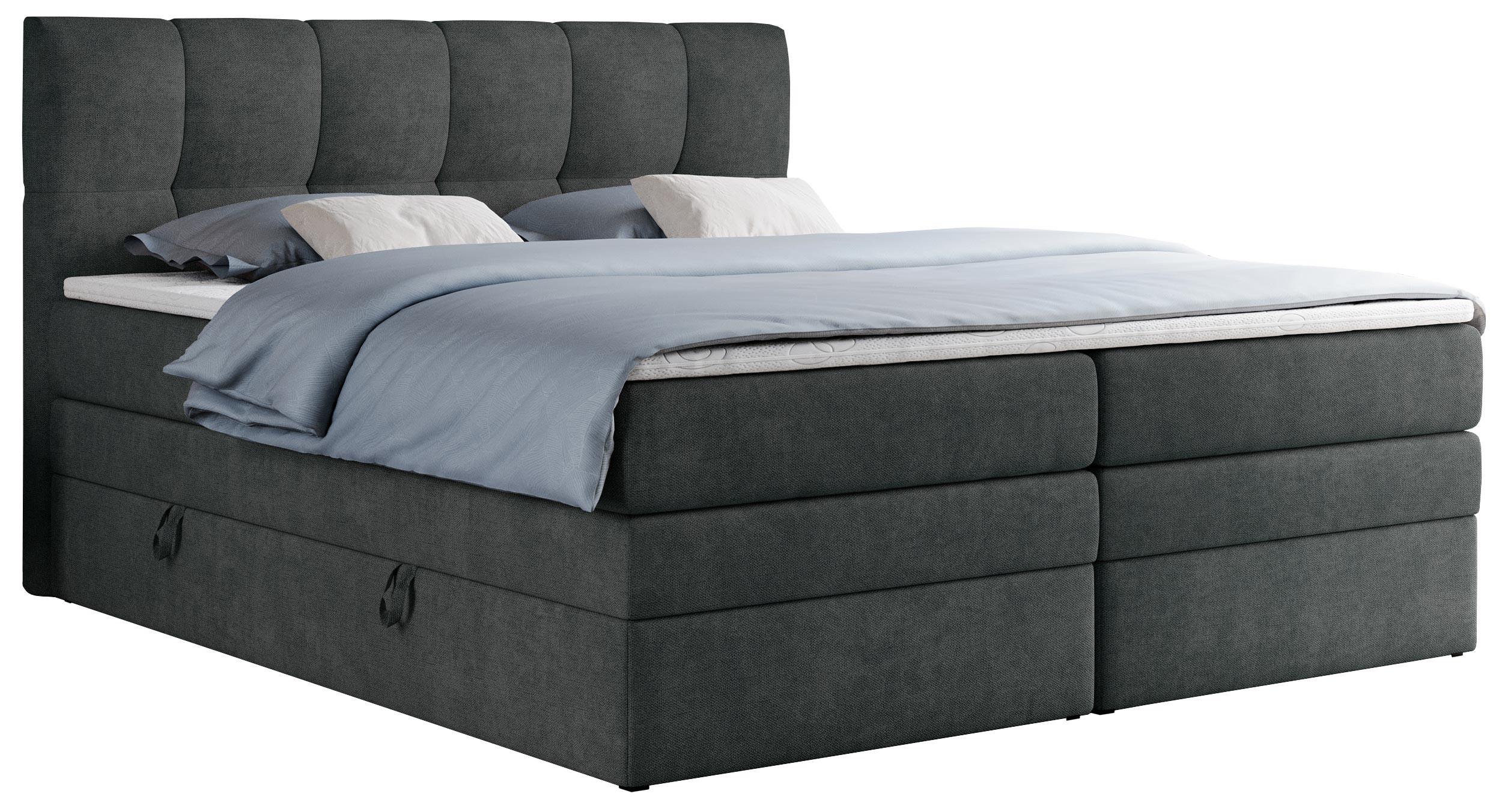 Wohnli Möbelsuche - BOXSPRINGBETT ALVIN KING 140/200 Dunkelgrau Struktur - H3
