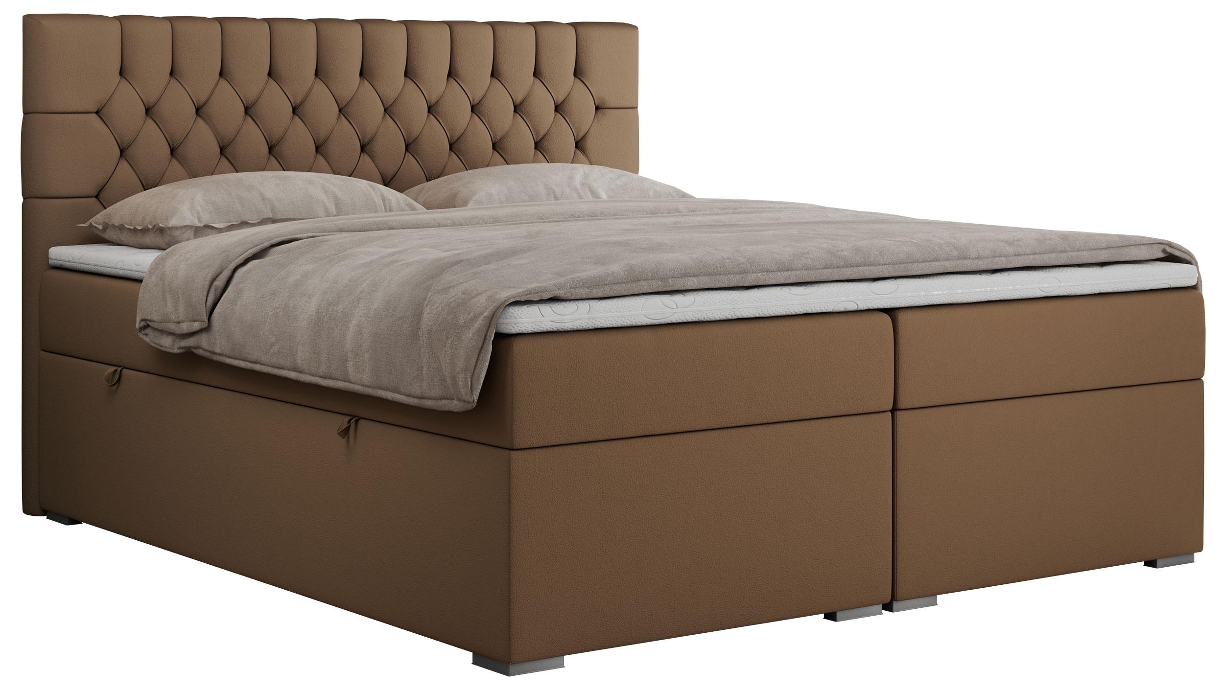 Wohnli Möbelsuche - BOXBETT PERA 160/200 Braun Kunstleder - H3
