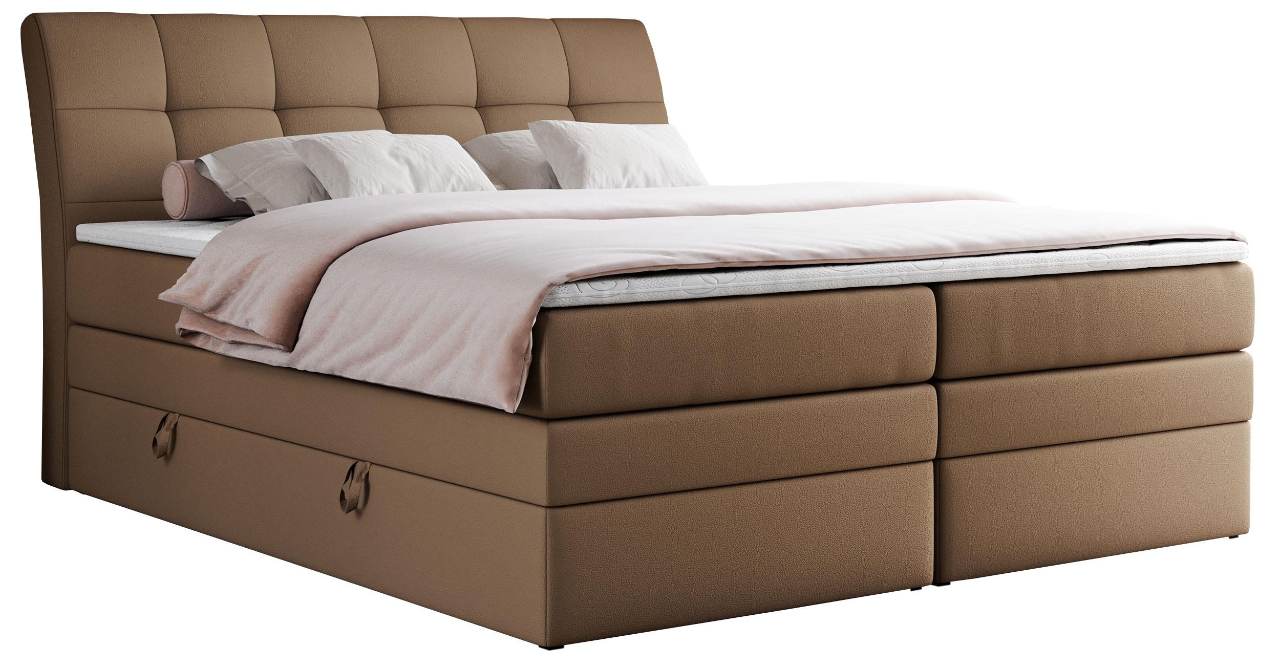 wohnli-moebel-suche-800000629466 Wohnli Möbelsuche - BOXSPRINGBETT GOLD-10 KING 160/200 Braun Kunstleder - H4