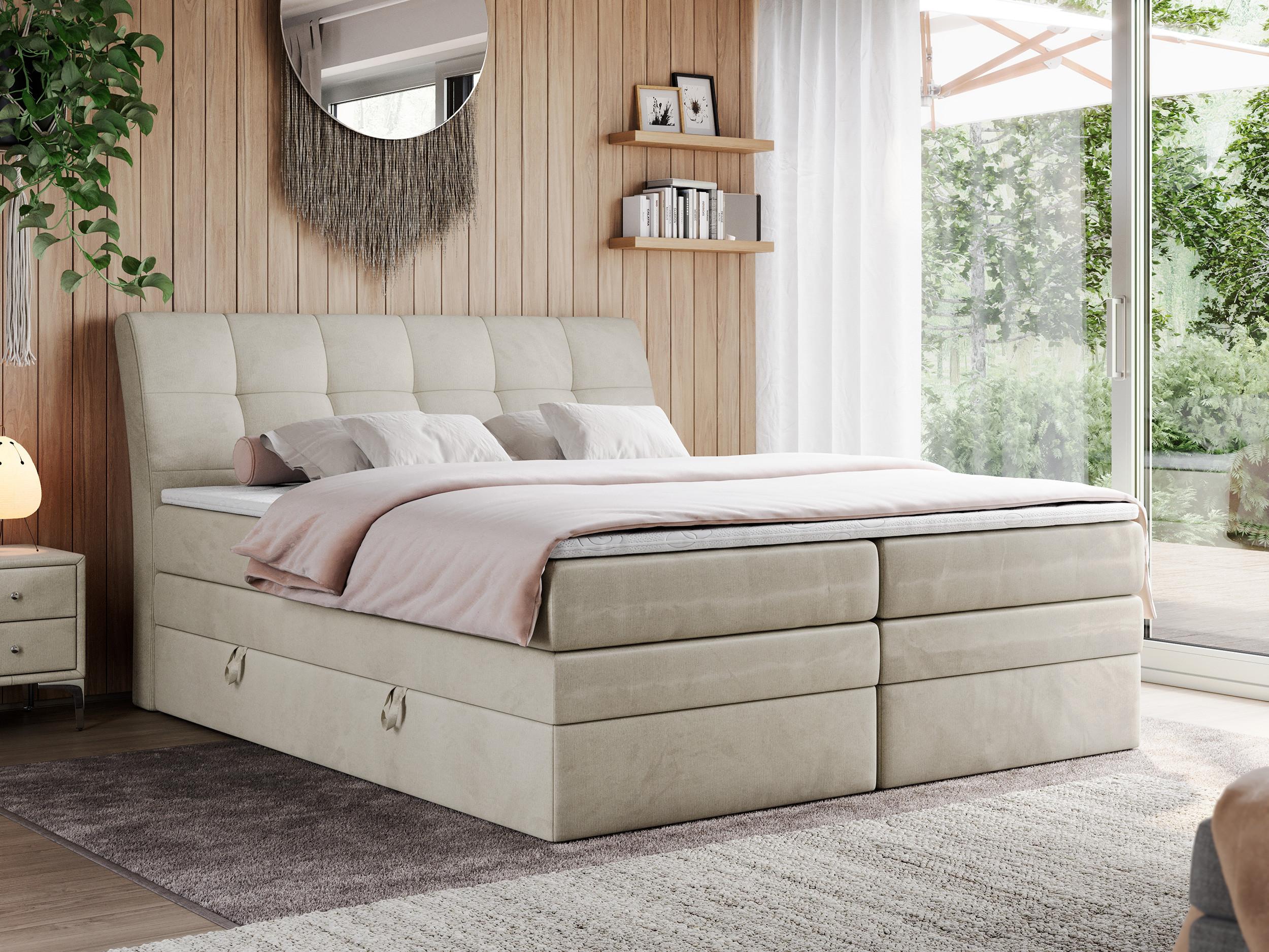 BOXSPRINGBETT GOLD-10 KING 140/200 Beige Velvet - H4 Textil MKS Möbel > Betten > Boxspringbetten Beige