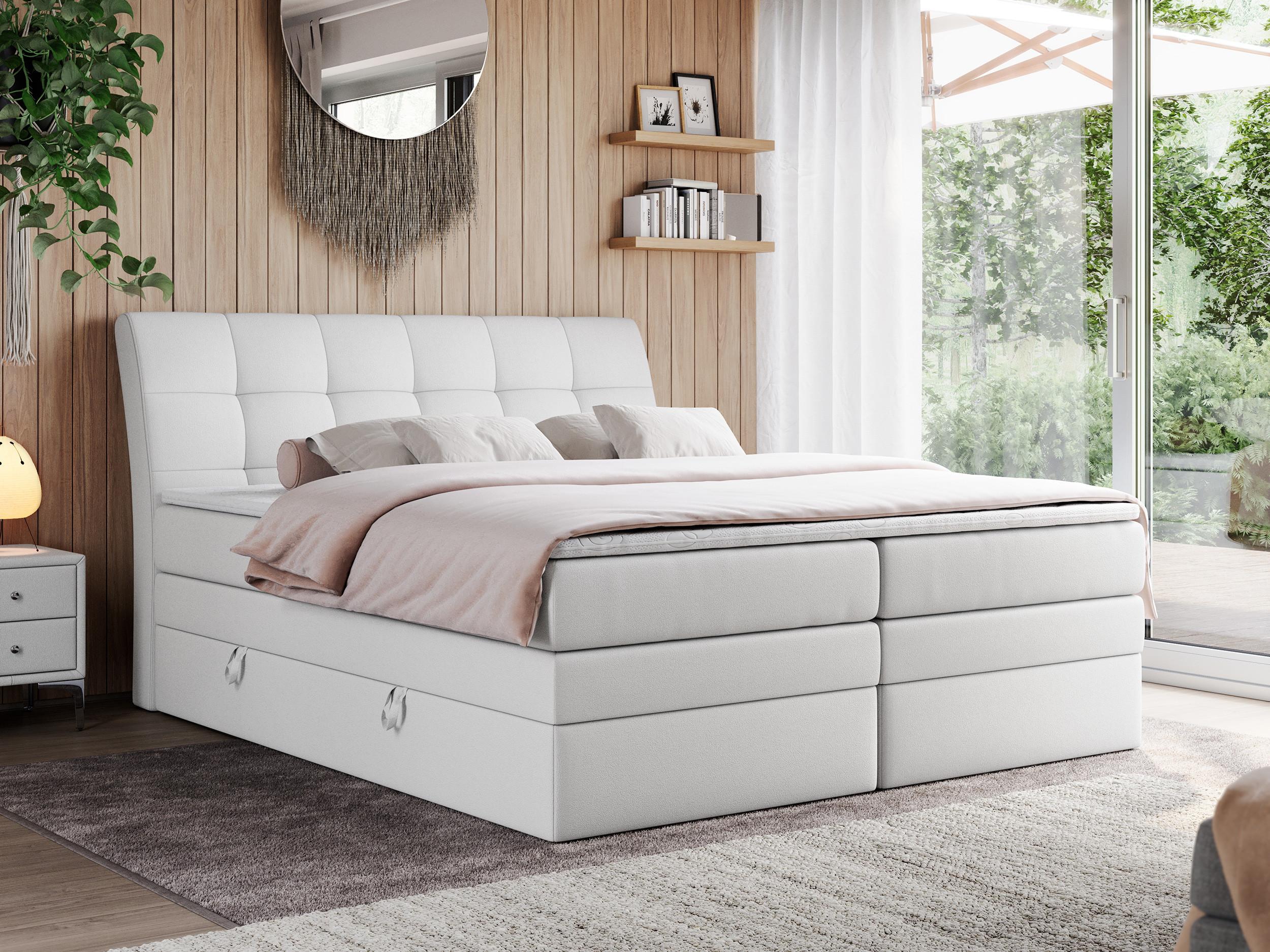 BOXSPRINGBETT GOLD-10 KING 200/200 Weiß Kunstleder - H3 Textil MKS Möbel > Betten > Boxspringbetten Weiß