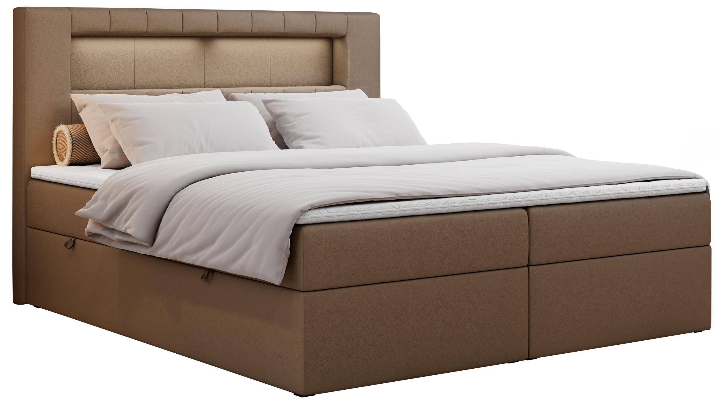 wohnli-moebel-suche-800000629524 Wohnli Möbelsuche - BOXBETT GOLD-5 LED 120/200 Braun Kunstleder - H4