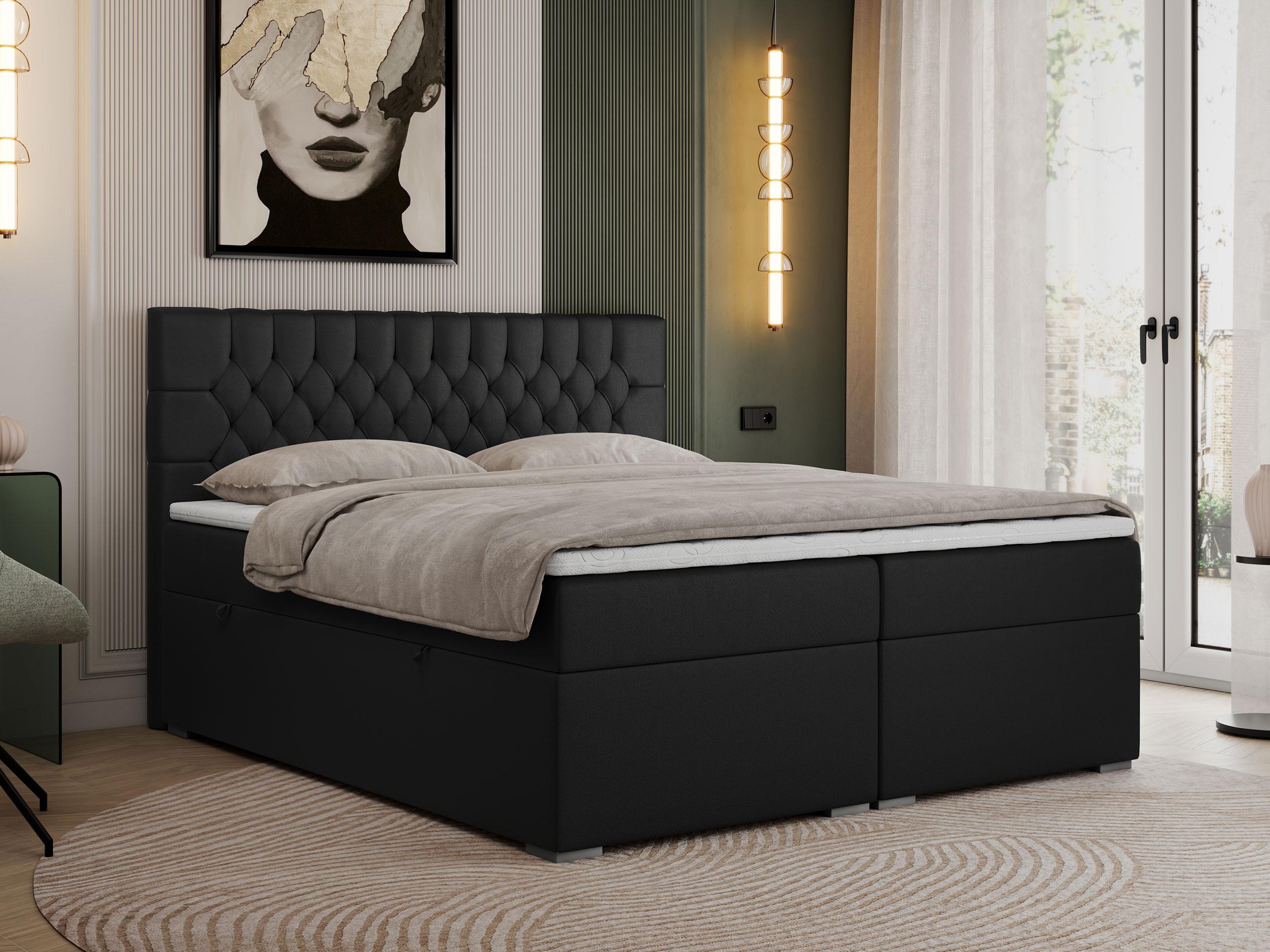 BOXBETT PERA 180/200 Schwarz Kunstleder - H3 Textil MKS Möbel > Betten > Boxspringbetten Schwarz