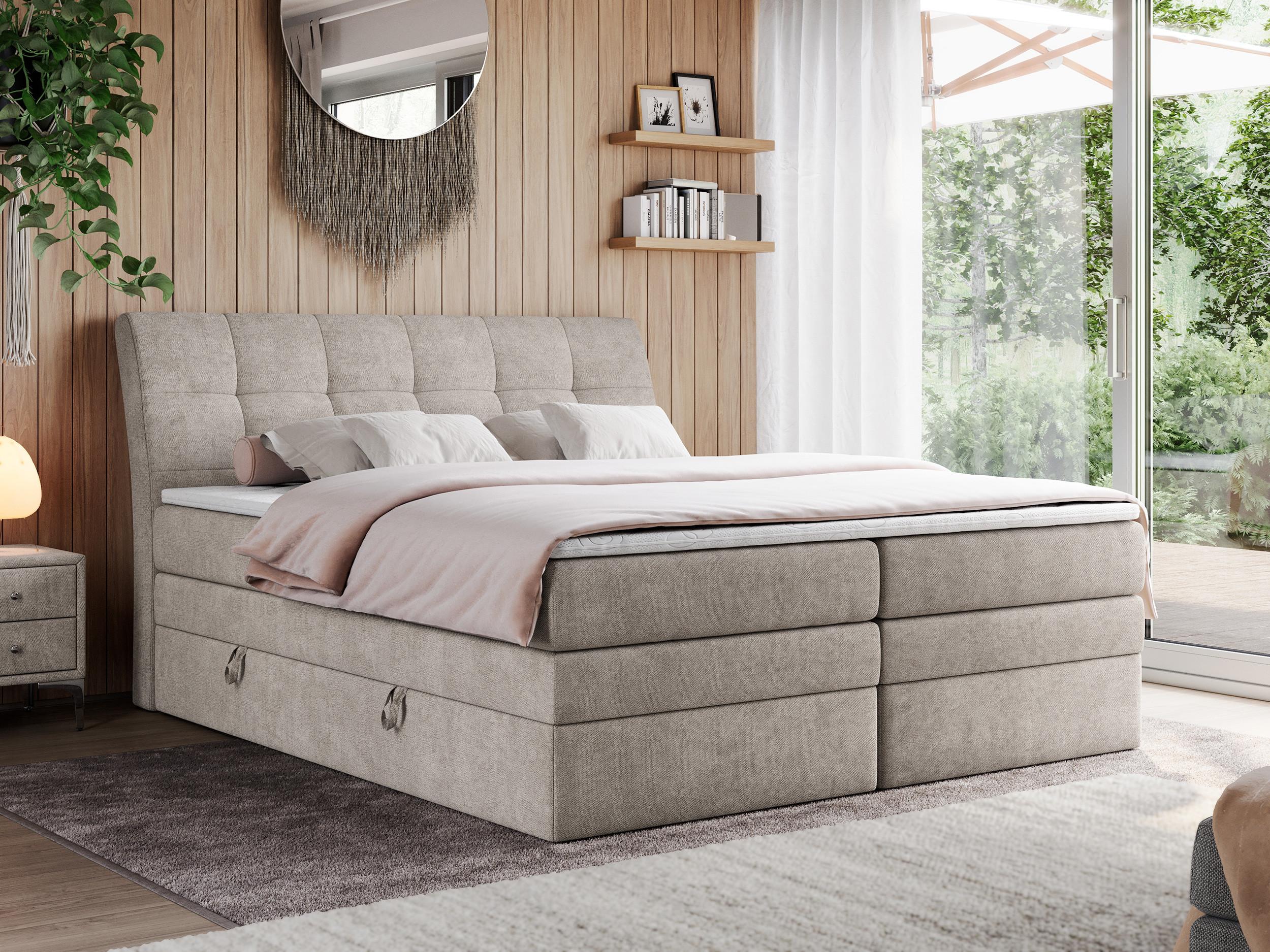 BOXSPRINGBETT GOLD-10 KING 140/200 Beige Struktur - H3 Textil MKS Möbel > Betten > Boxspringbetten Beige