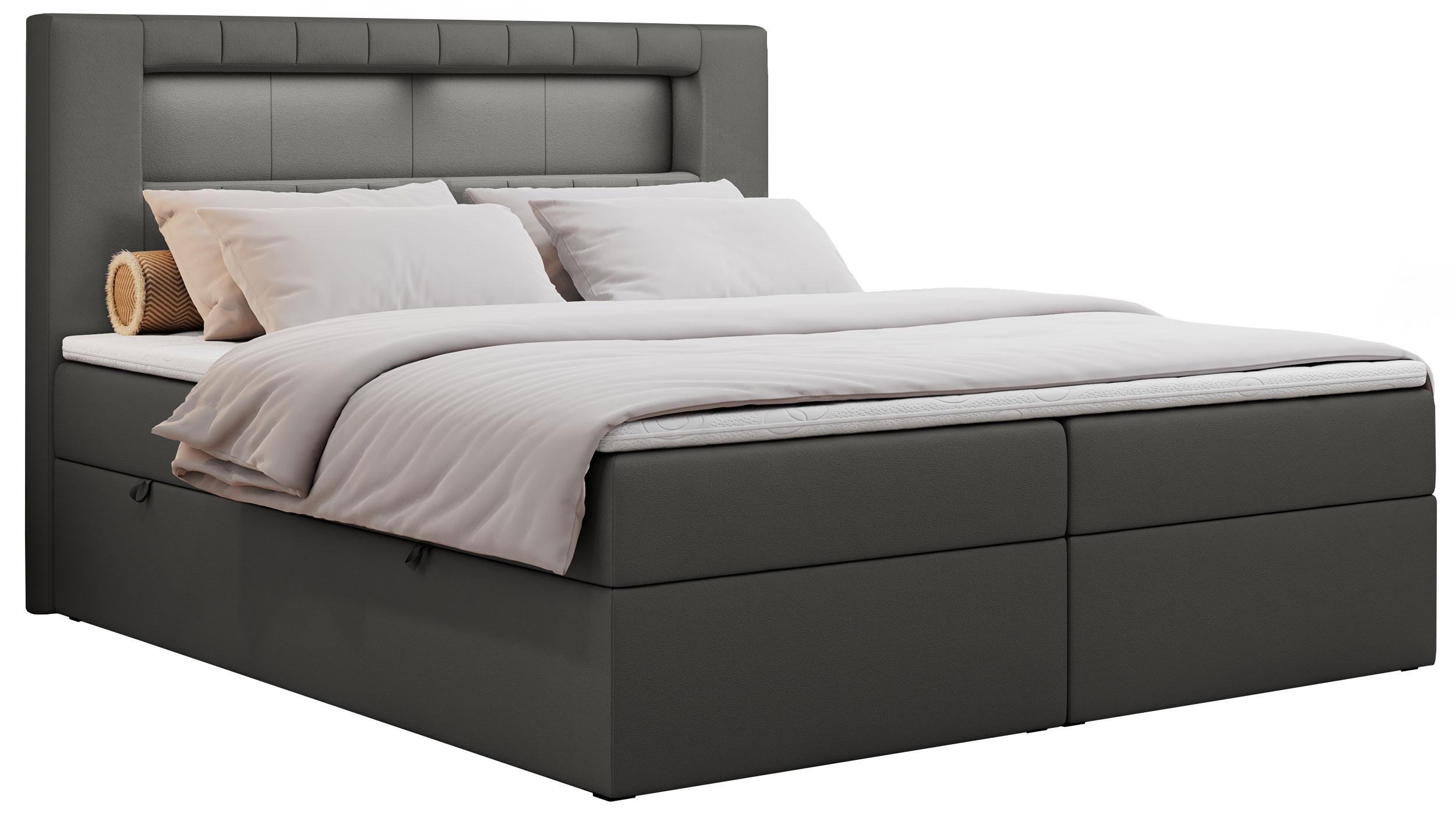 wohnli-moebel-suche-800000629554 Wohnli Möbelsuche - BOXBETT GOLD-5 LED 140/200 Dunkelgrau Kunstleder - H3