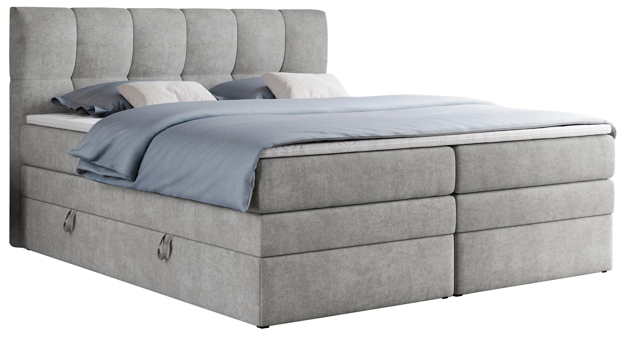 Wohnli Möbelsuche - BOXSPRINGBETT ALVIN KING 140/200 Hellgrau Struktur - H3