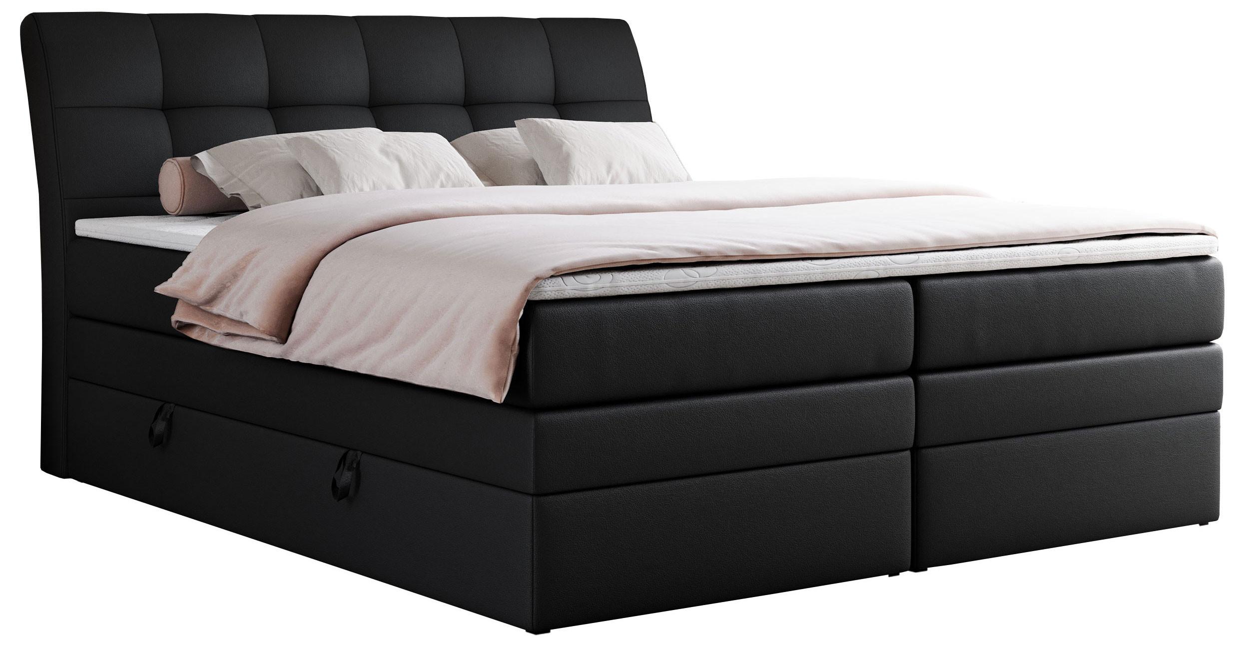 wohnli-moebel-suche-800000629568 Wohnli Möbelsuche - BOXSPRINGBETT GOLD-10 KING 200/200 Schwarz Kunstleder - H4