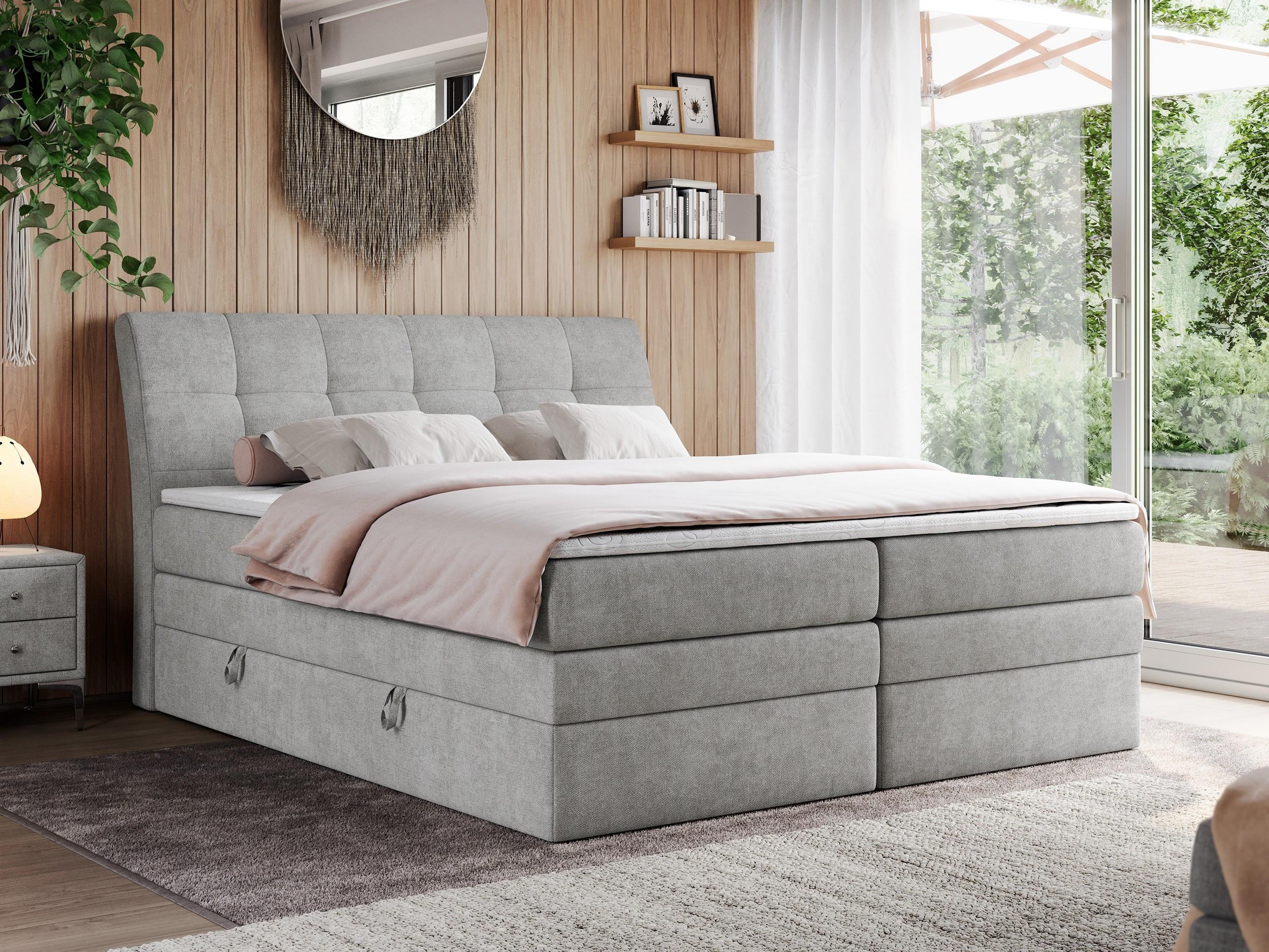 wohnli-moebel-suche-800000629597-1 BOXSPRINGBETT GOLD-10 KING 200/200 Hellgrau Struktur - H4 Textil MKS Möbel > Betten > Boxspringbetten Grau