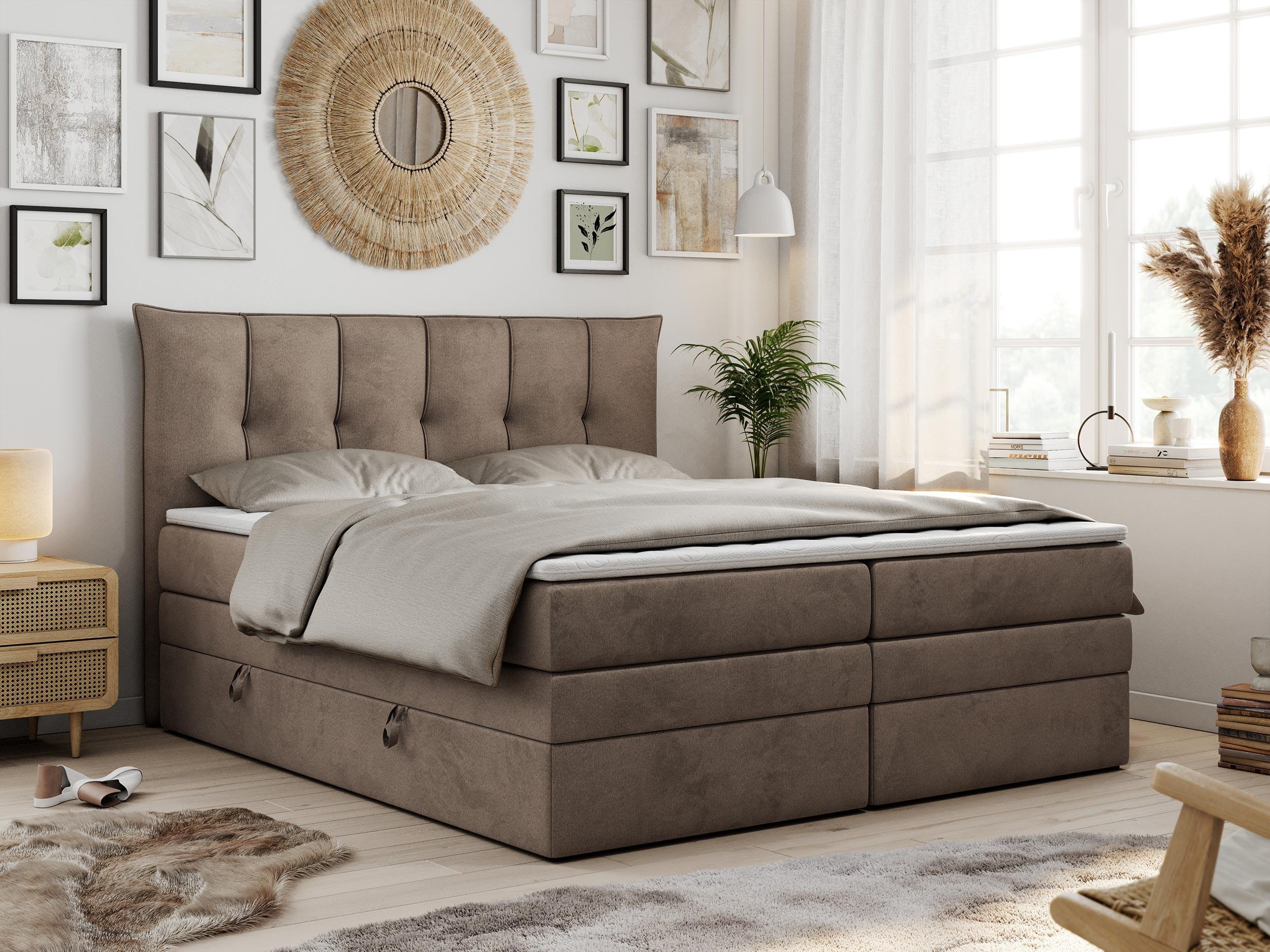 wohnli-moebel-suche-800000629624-1 BOXSPRINGBETT PREMIUM 10 KING 200/200 Braun Velvet - H3 Textil MKS Möbel > Betten > Boxspringbetten Braun