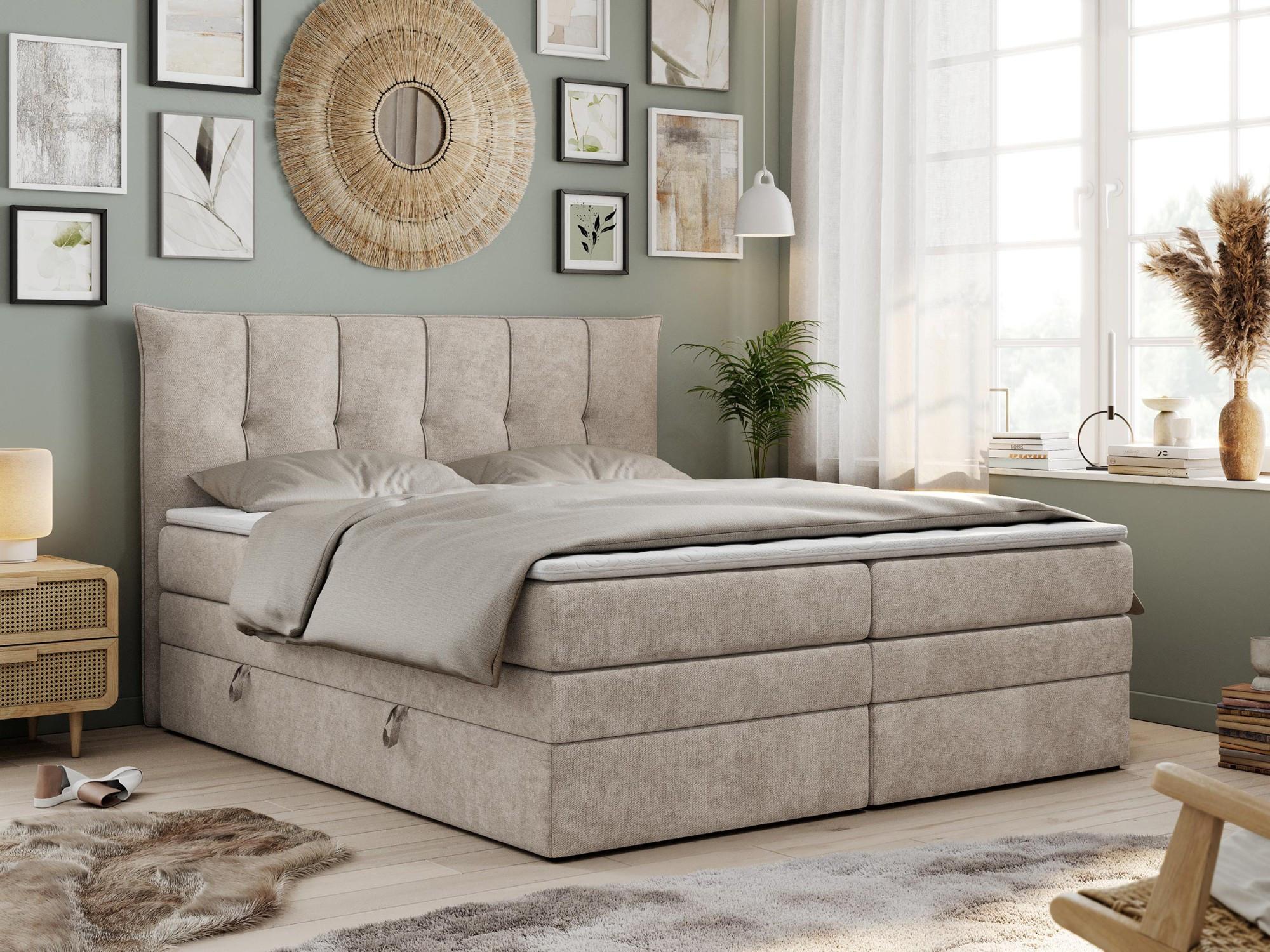 wohnli-moebel-suche-800000629709-1 BOXSPRINGBETT PREMIUM 10 KING 200/200 Beige Struktur - H4 Textil MKS Möbel > Betten > Boxspringbetten Beige