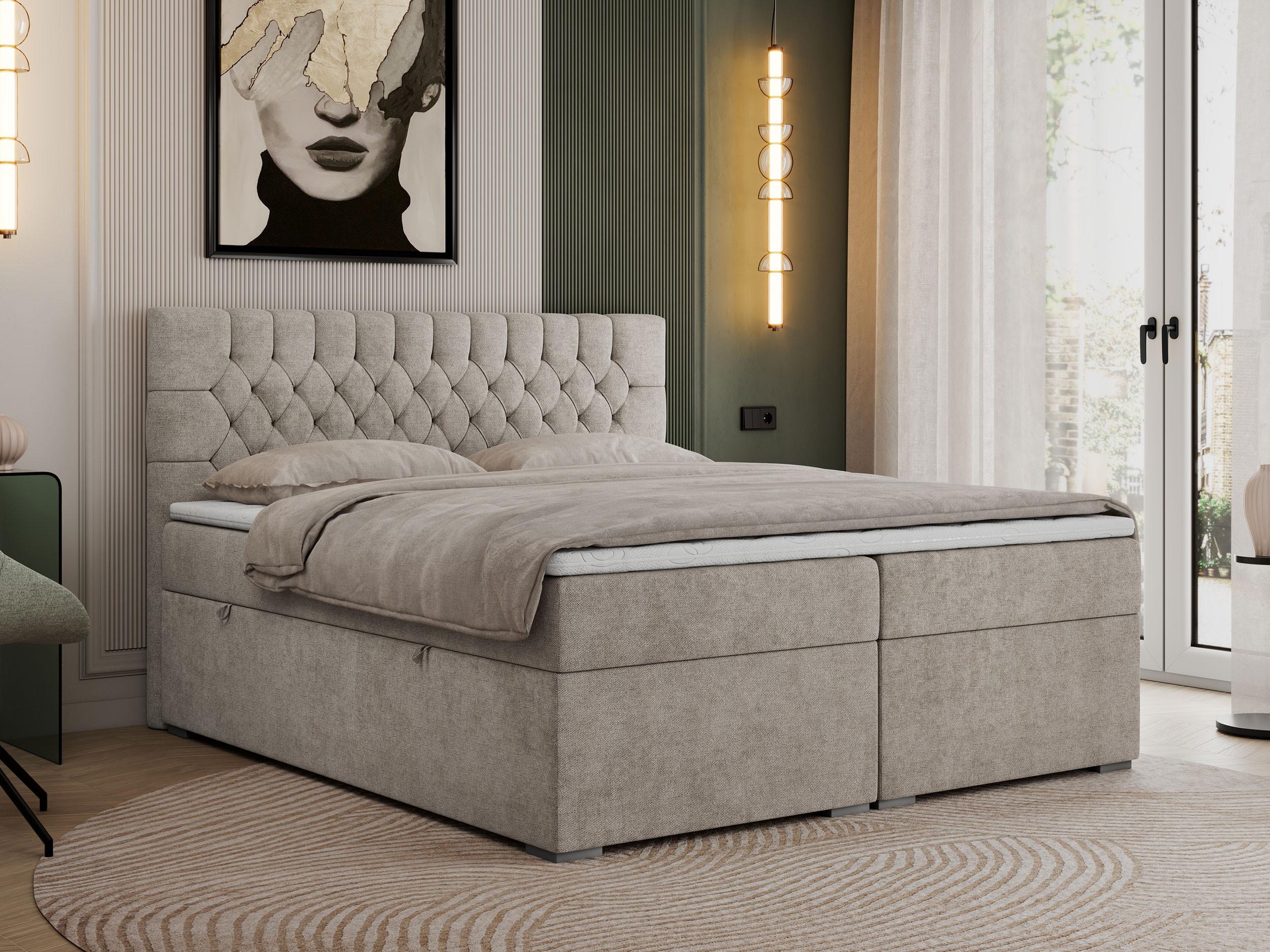 BOXBETT PERA 180/200 Beige Struktur - H3 Textil MKS Möbel > Betten > Boxspringbetten Beige