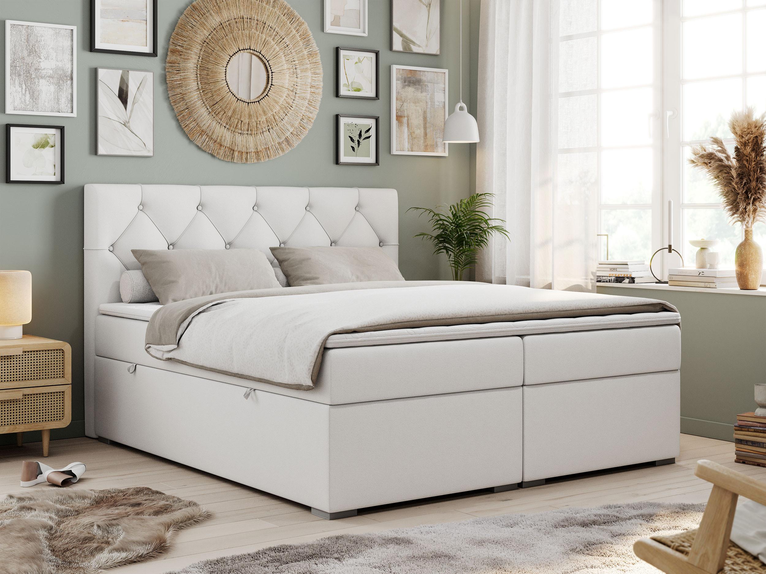 wohnli-moebel-suche-800000631240-1 BOXBETT ALDA 140/200 Weiß Kunstleder - H4 Textil MKS Möbel > Betten > Boxspringbetten Weiß