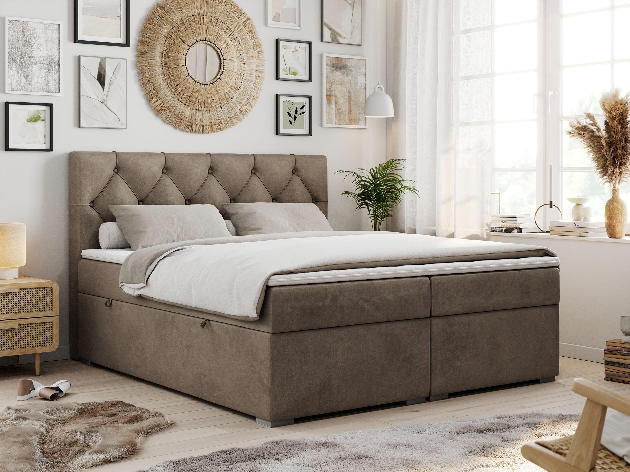wohnli-moebel-suche-800000631250-1 BOXBETT ALDA 140/200 Braun Velvet - H3 Textil MKS Möbel > Betten > Boxspringbetten Braun