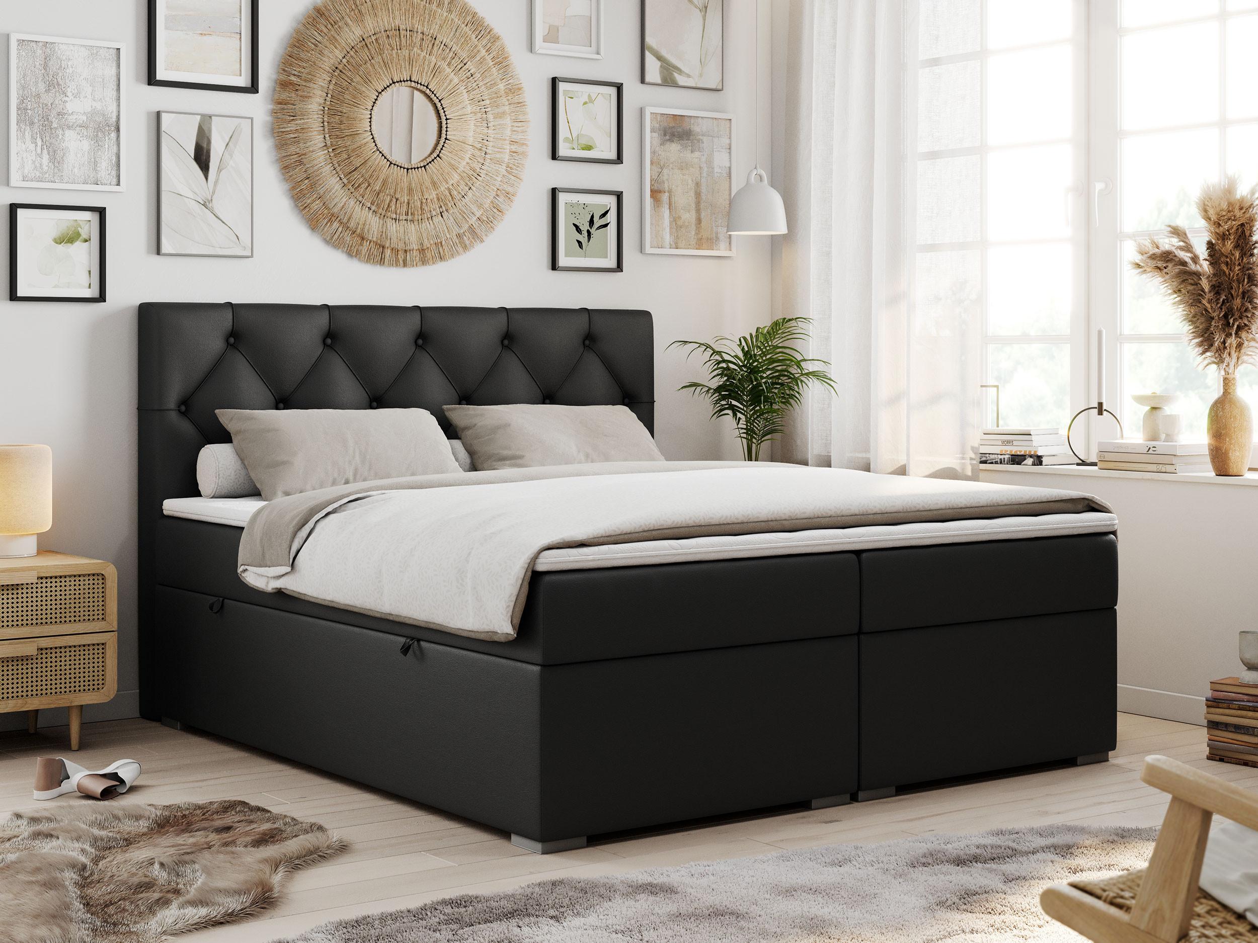 wohnli-moebel-suche-800000631282-1 BOXBETT ALDA 120/200 Schwarz Kunstleder - H4 Textil MKS Möbel > Betten > Boxspringbetten Schwarz