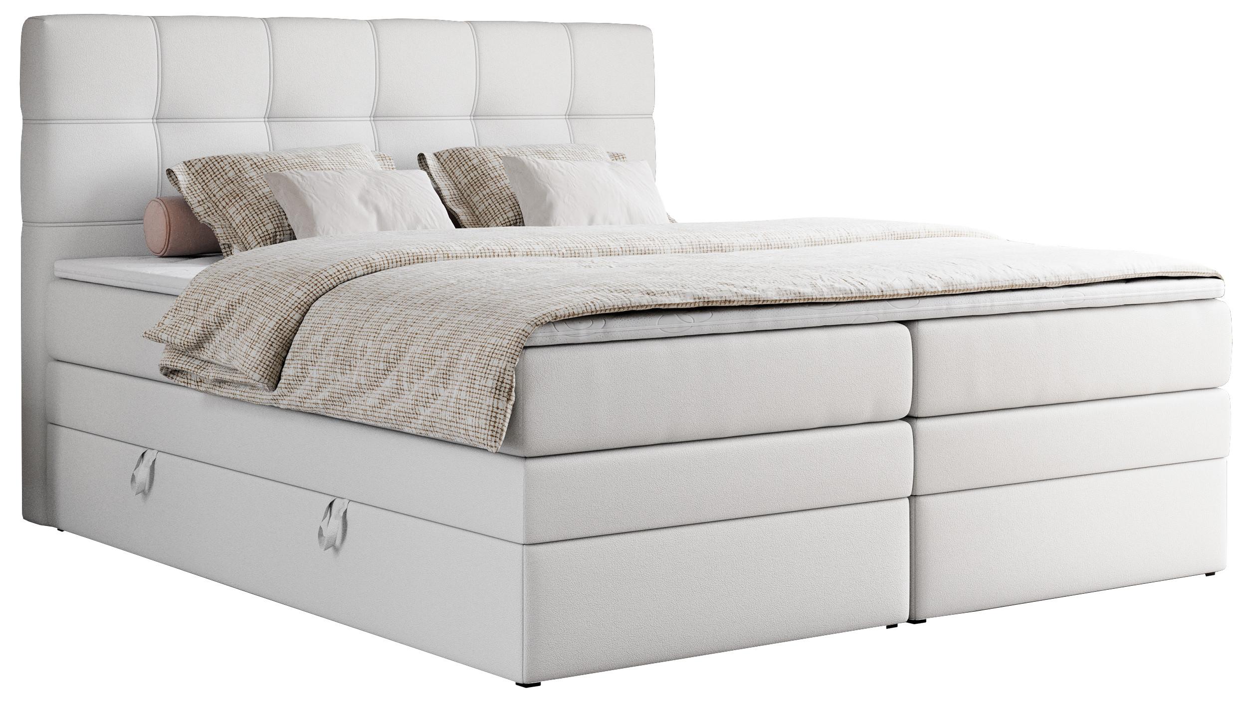Wohnli Möbelsuche - BOXSPRINGBETT ERNI KING 200/200 Weiß Kunstleder - H4