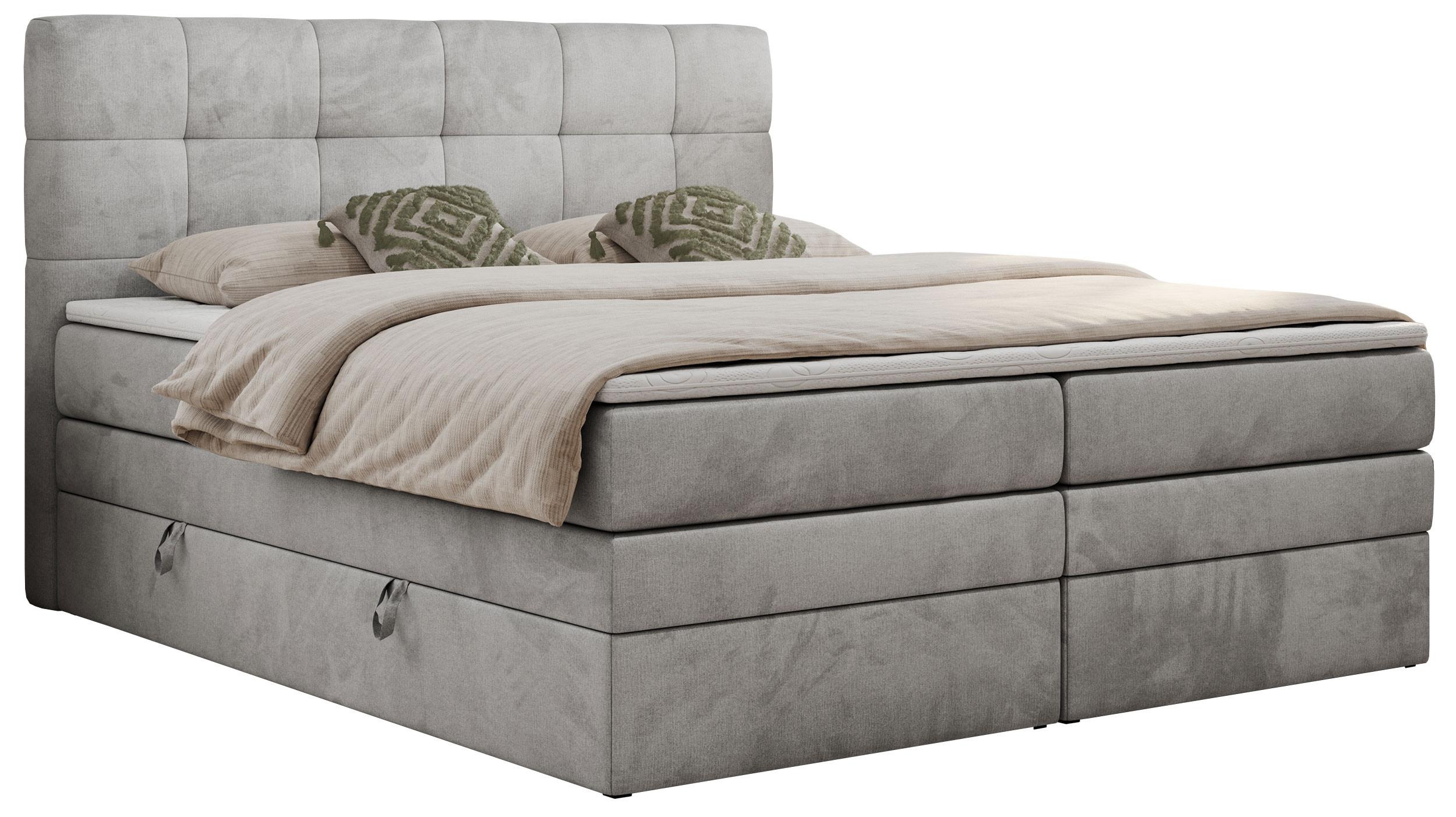 wohnli-moebel-suche-800000631355 Wohnli Möbelsuche - BOXSPRINGBETT LUKA KING 200/200 Hellgrau Velvet - H4