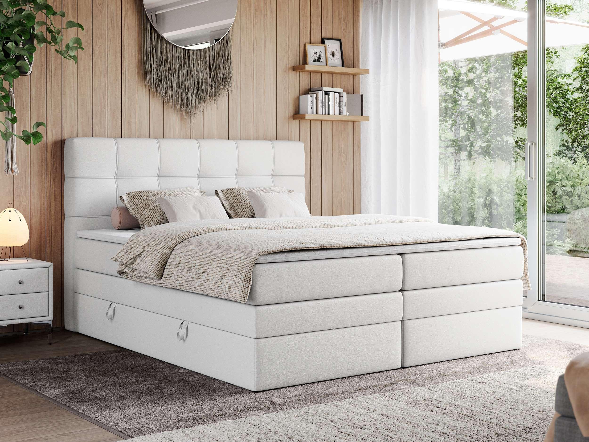 BOXSPRINGBETT ERNI KING 160/200 Weiß Kunstleder - H3 Textil MKS Möbel > Betten > Boxspringbetten Weiß
