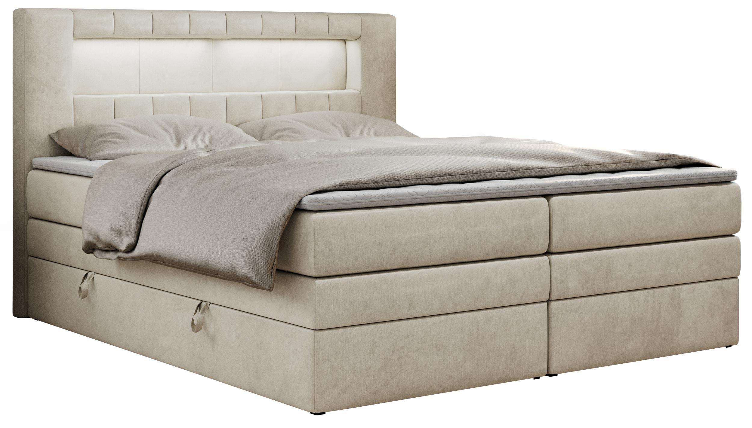 wohnli-moebel-suche-800000631380 Wohnli Möbelsuche - BOXSPRINGBETT GOLD-5 KING LED 180/200 Beige Velvet - H4