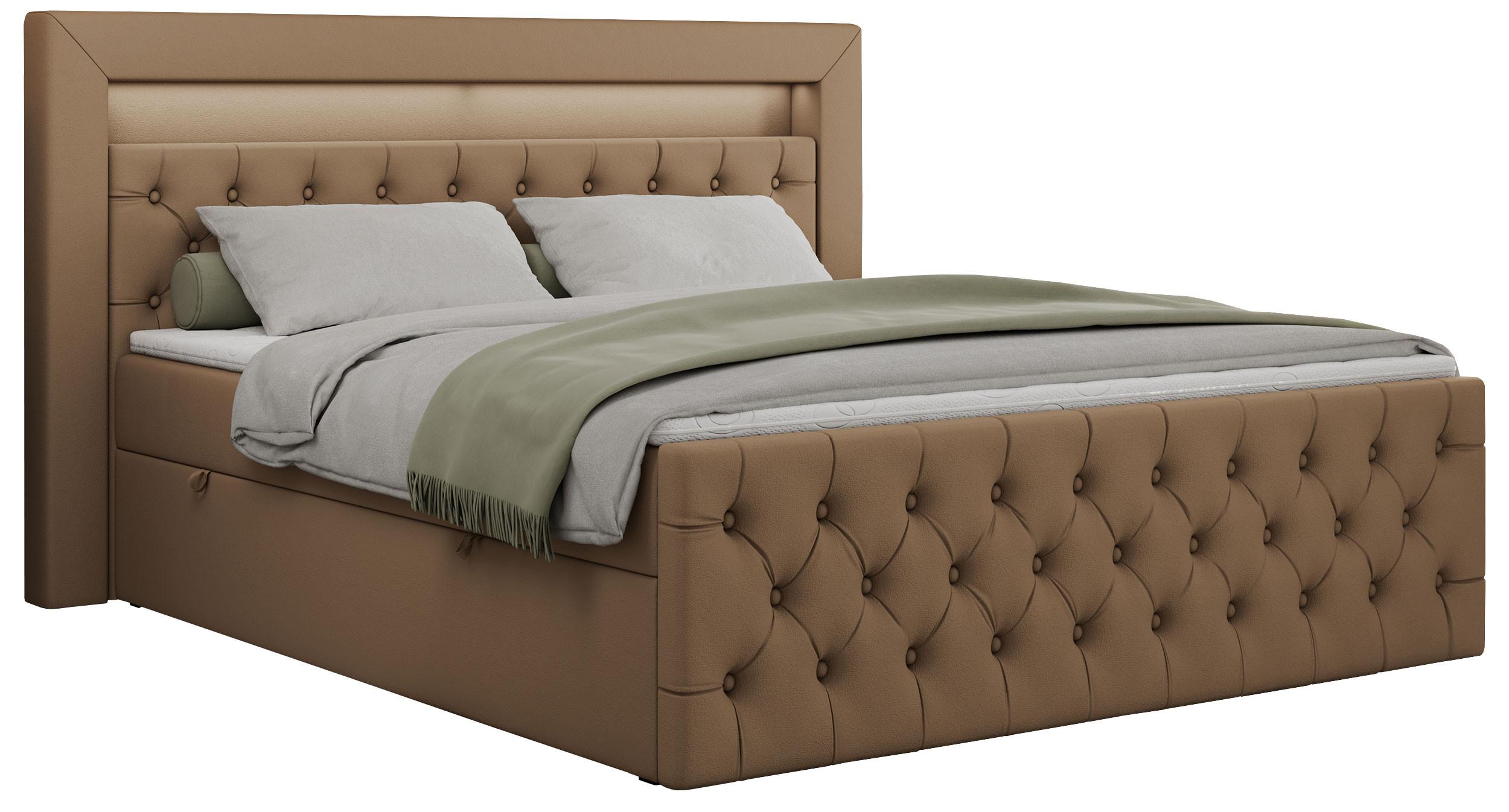 wohnli-moebel-suche-800000631399 Wohnli Möbelsuche - BOXBETT GOLD-9 LED 140/200 Braun Kunstleder - H4