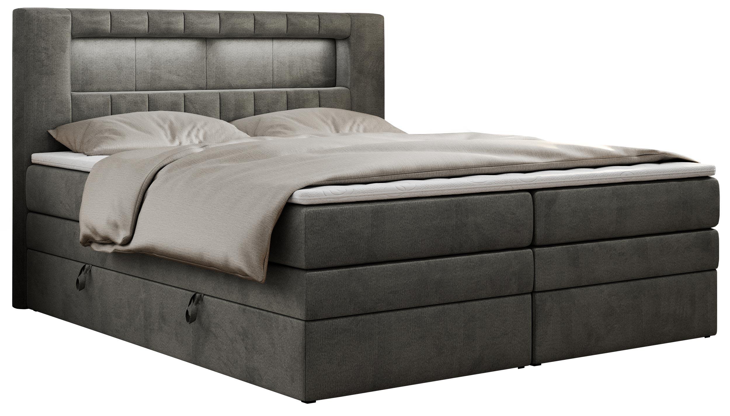 wohnli-moebel-suche-800000631444 Wohnli Möbelsuche - BOXSPRINGBETT GOLD-5 KING LED 180/200 Dunkelgrau Velvet - H4