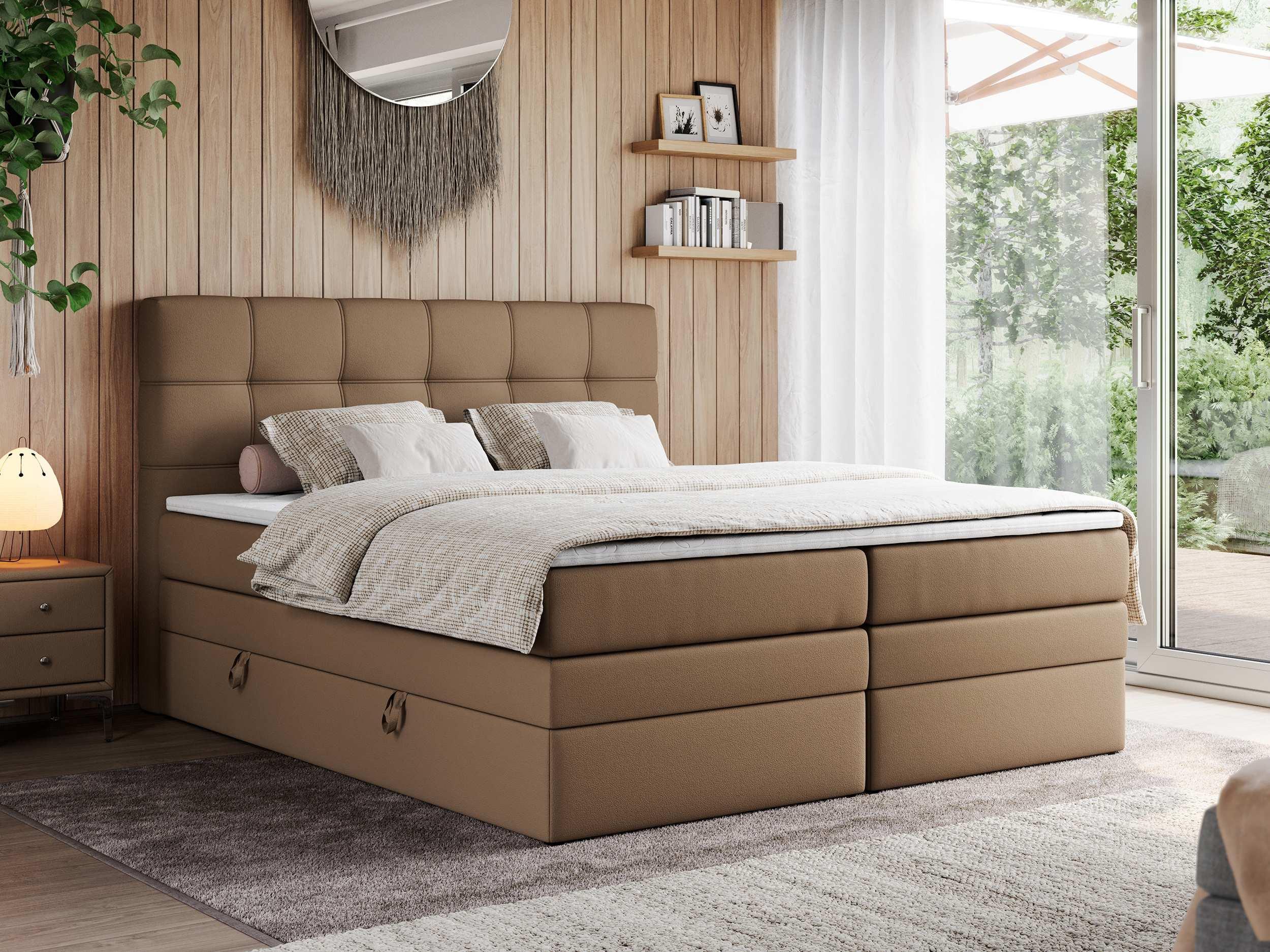 wohnli-moebel-suche-800000631456-1 BOXSPRINGBETT ERNI KING 180/200 Braun Kunstleder - H4 Textil MKS Möbel > Betten > Boxspringbetten Braun