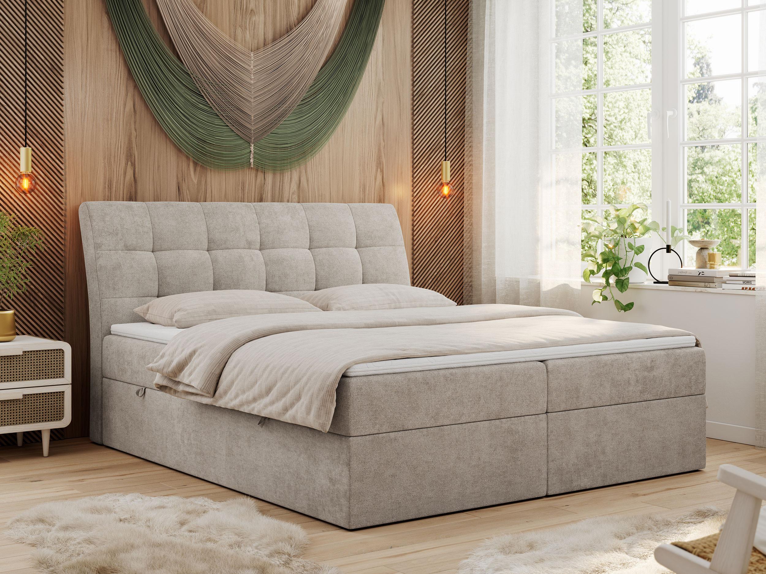 wohnli-moebel-suche-800000631460-1 BOXBETT DIEGOS 120/200 Beige Struktur - H3 Textil MKS Möbel > Betten > Boxspringbetten Beige