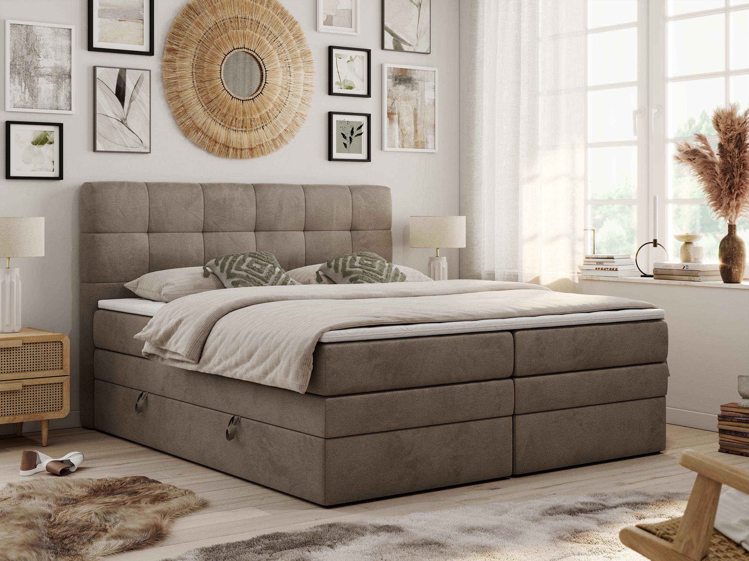 wohnli-moebel-suche-800000631521-1 BOXSPRINGBETT LUKA KING 180/200 Braun Velvet - H4 Textil MKS Möbel > Betten > Boxspringbetten Braun