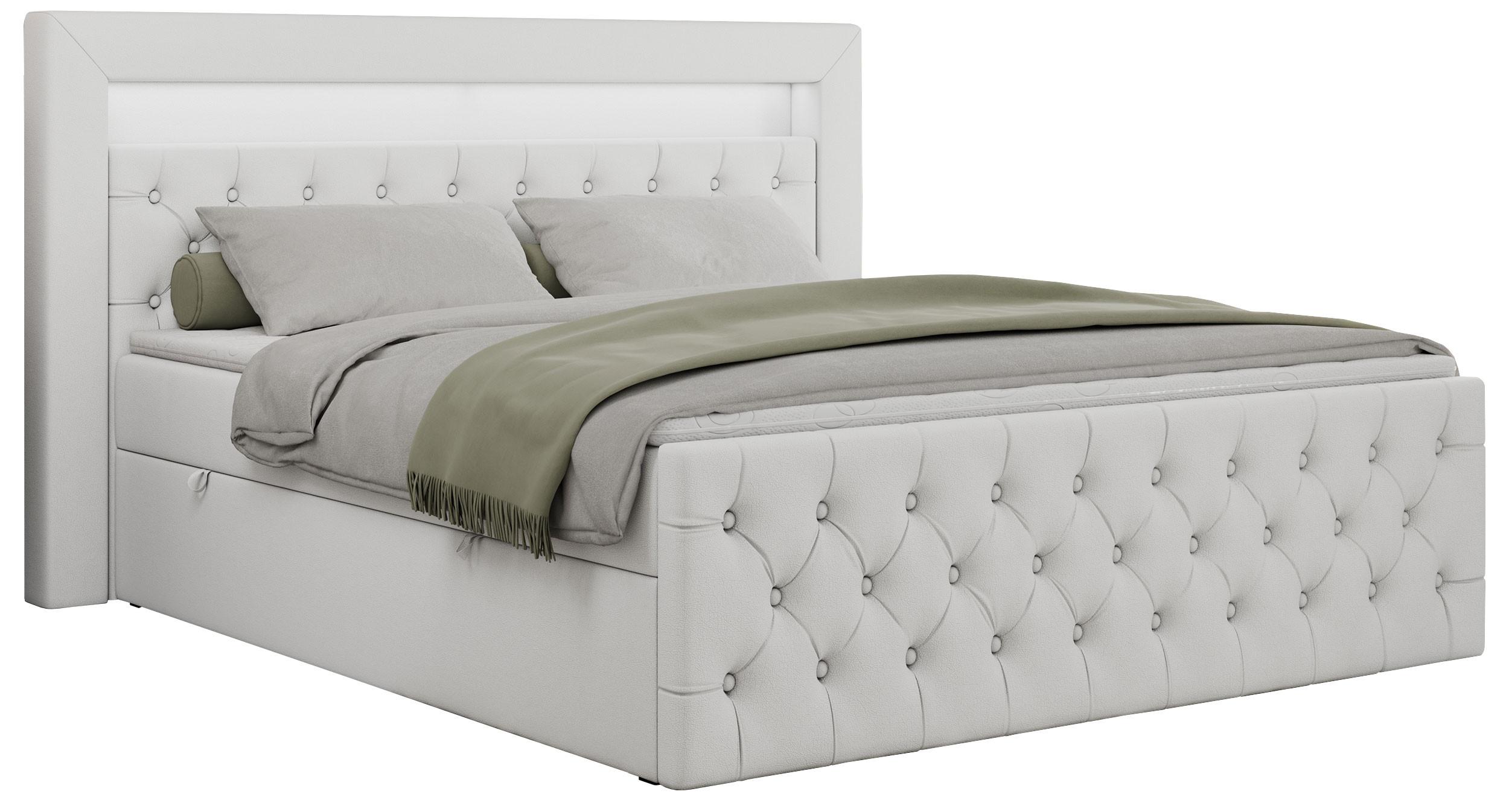 wohnli-moebel-suche-800000631533 Wohnli Möbelsuche - BOXBETT GOLD-9 LED 140/200 Weiß Kunstleder - H4