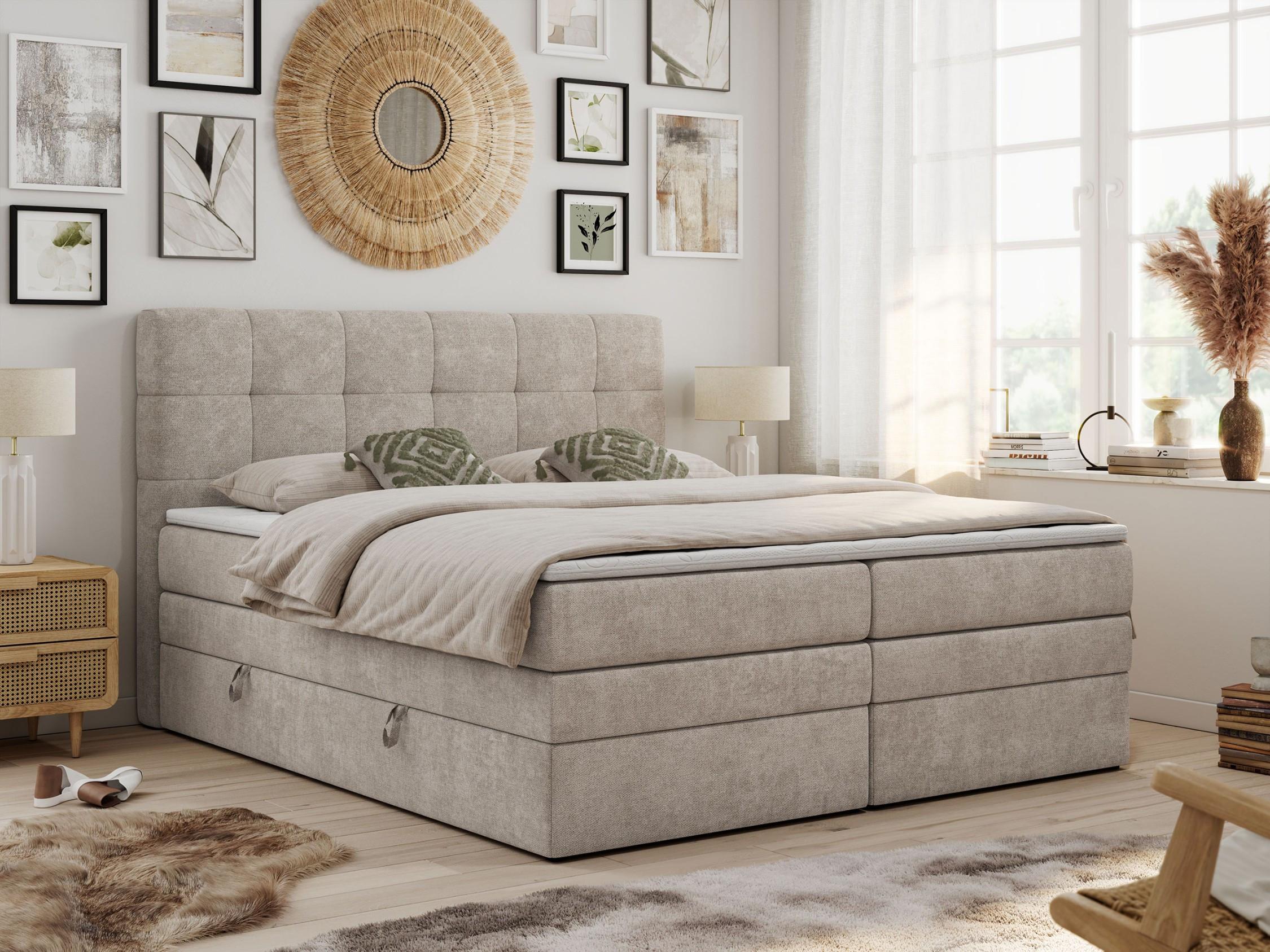 wohnli-moebel-suche-800000631567-1 BOXSPRINGBETT LUKA KING 200/200 Beige Struktur - H4 Textil MKS Möbel > Betten > Boxspringbetten Beige