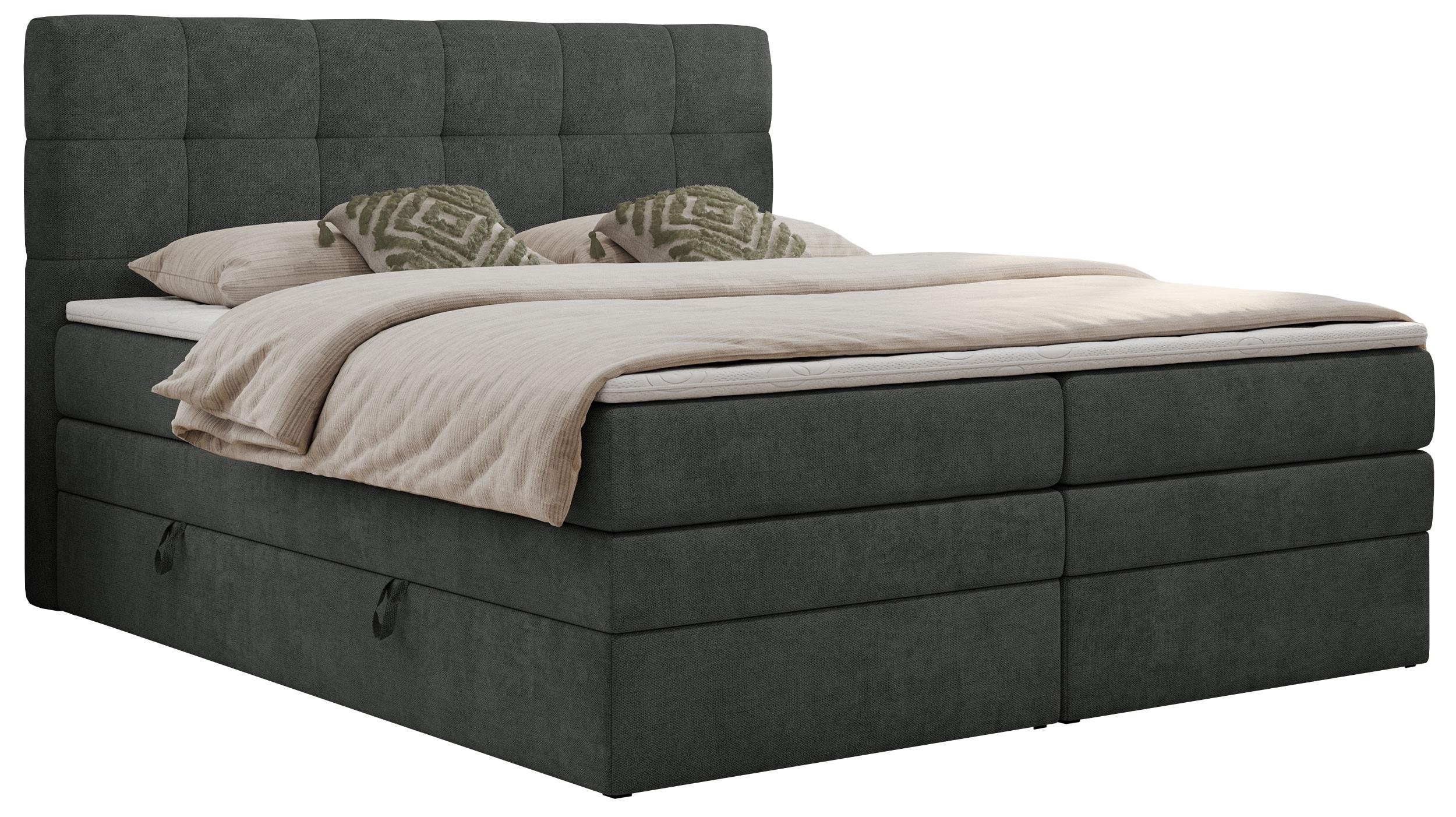 wohnli-moebel-suche-800000631585 Wohnli Möbelsuche - BOXSPRINGBETT LUKA KING 200/200 Dunkelgrau Struktur - H3