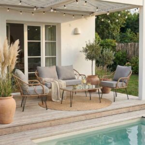 GARTENMÖBELSET CAIRO 4er Set braun Textil IDIMEX Garten & Outdoor > Gartenmöbel > Gartenmöbel-Sets Braun