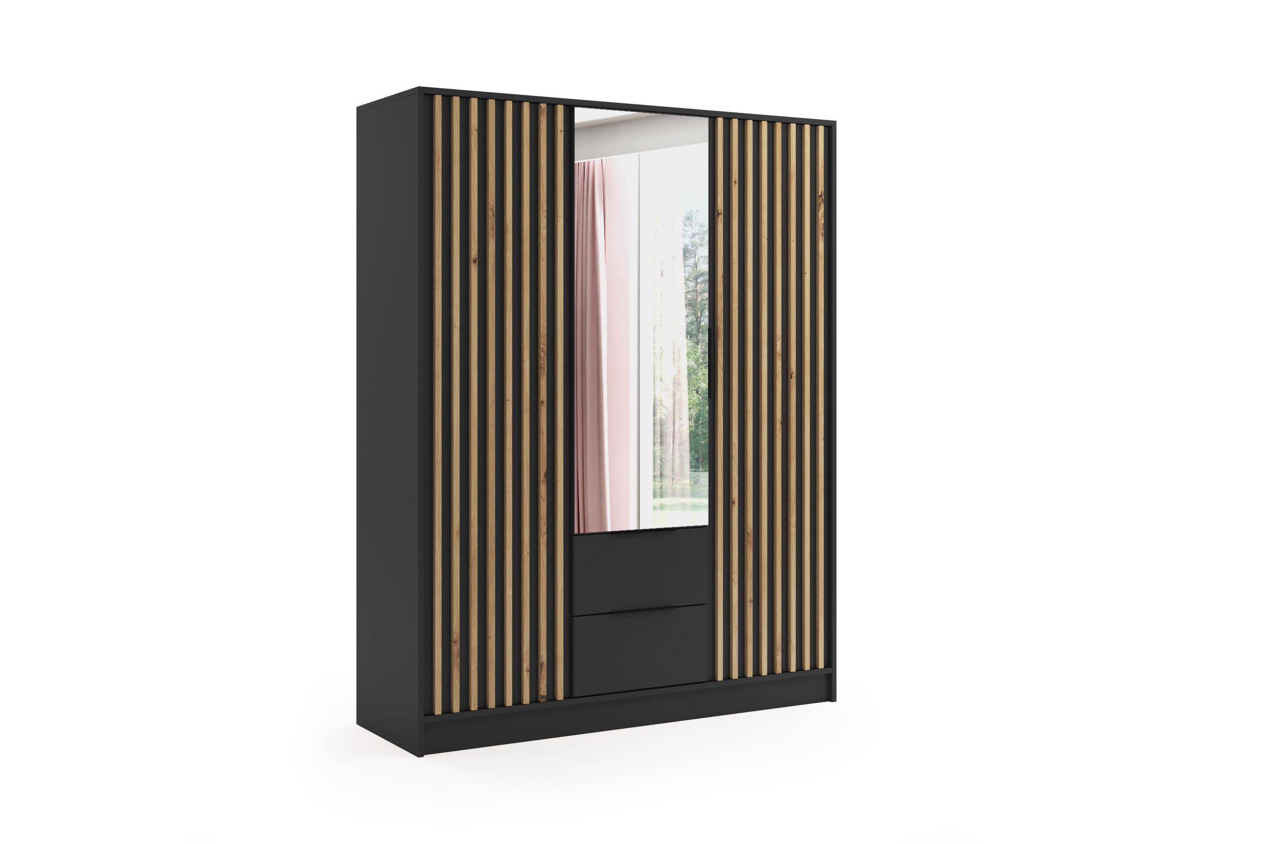 wohnli-moebel-suche-800000635755 Wohnli Möbelsuche - KLEIDERSCHRANK NERA - 150 cm - Schwarz|Eiche Artisan