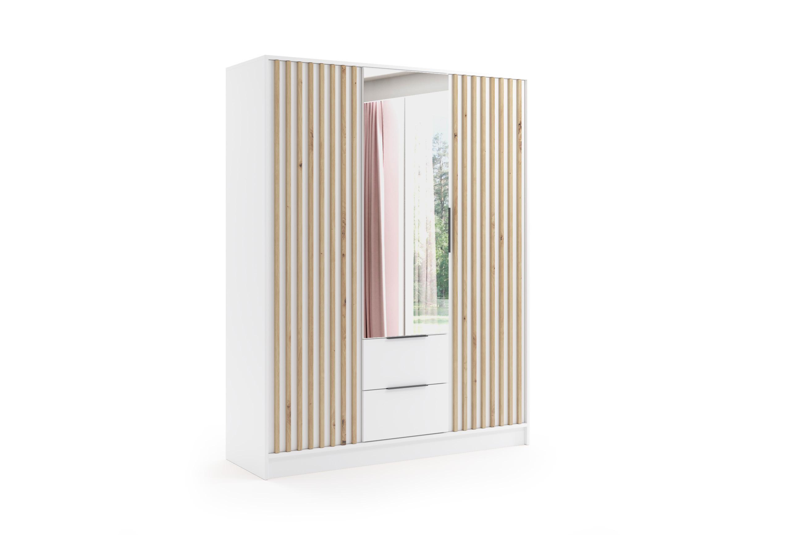 wohnli-moebel-suche-800000635769 Wohnli Möbelsuche - KLEIDERSCHRANK NERA - 150 cm - Weiß|Eiche Artisan