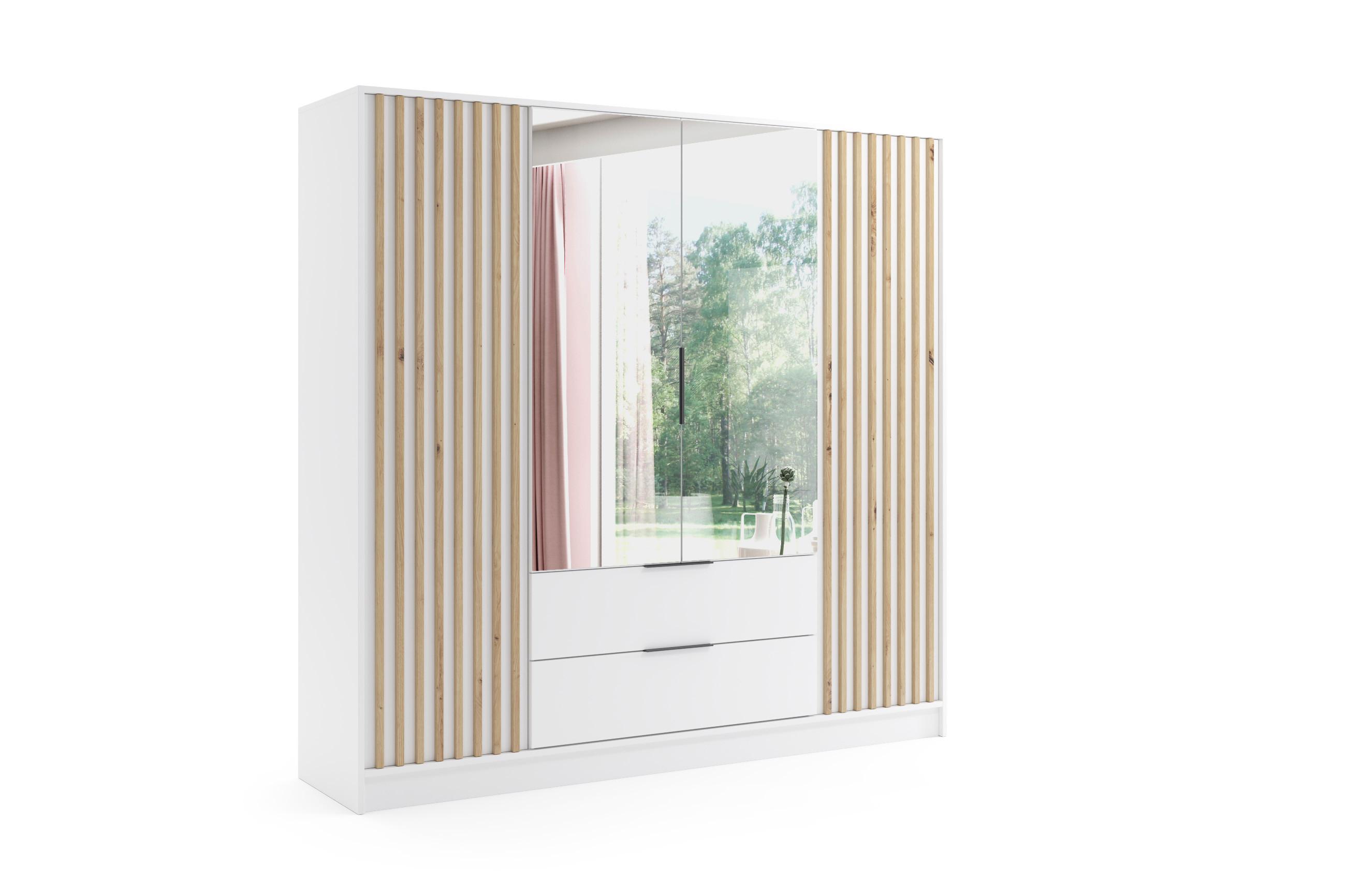 wohnli-moebel-suche-800000635780 Wohnli Möbelsuche - KLEIDERSCHRANK NERA - 200 cm - Weiß|Eiche Artisan