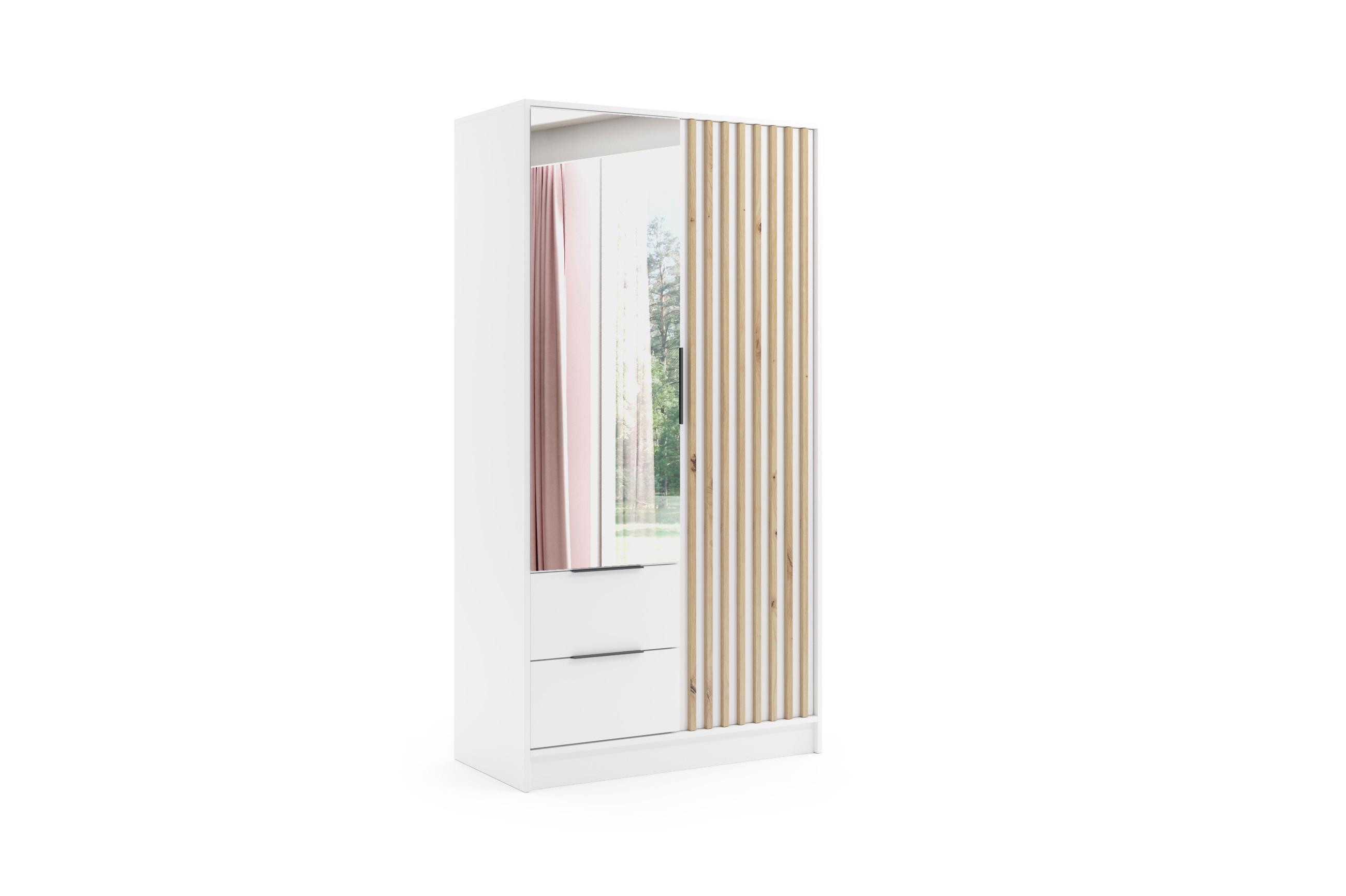 wohnli-moebel-suche-800000635783 Wohnli Möbelsuche - KLEIDERSCHRANK NERA - 120 cm - Weiß|Eiche Artisan