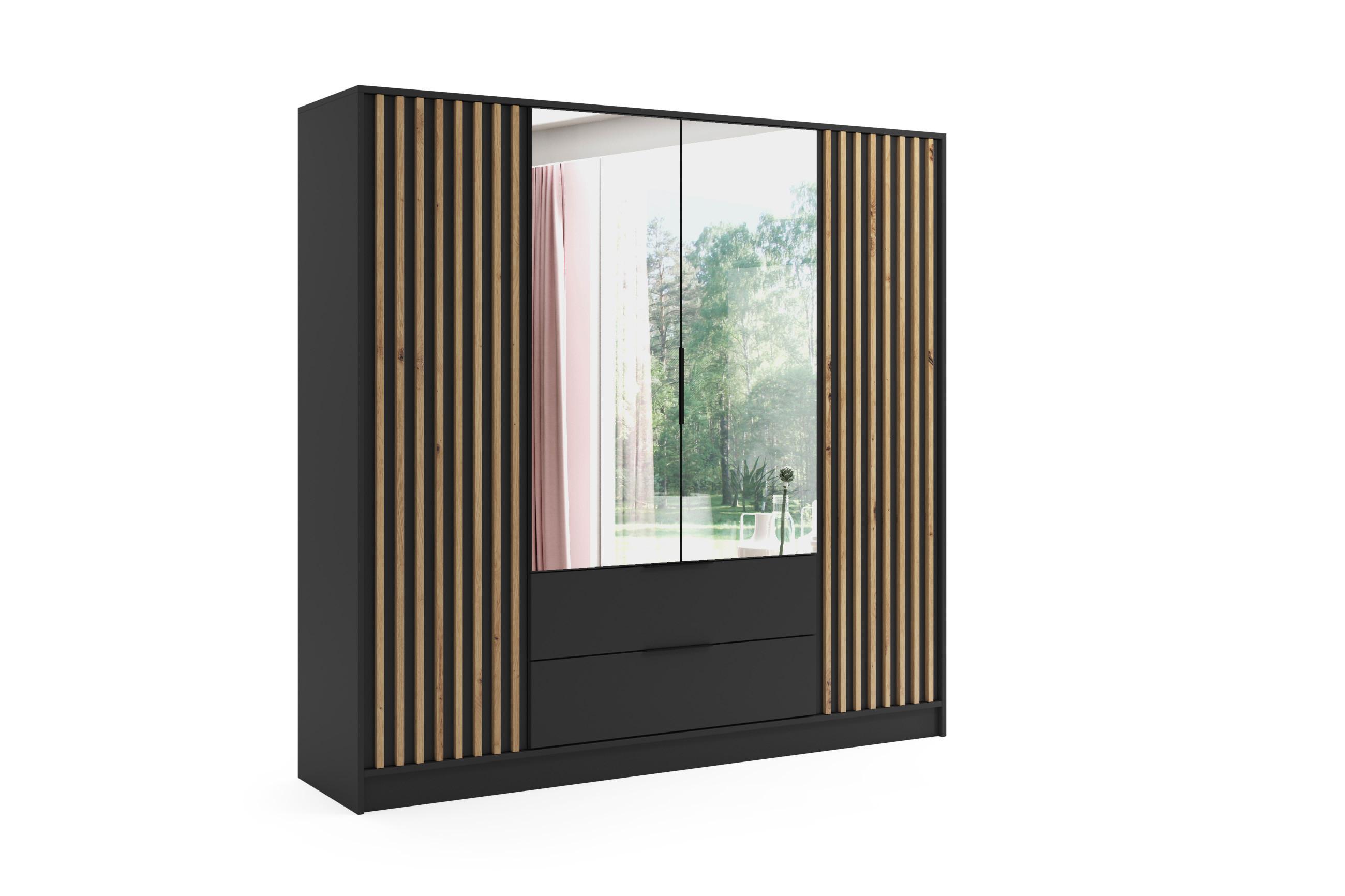 wohnli-moebel-suche-800000635786 Wohnli Möbelsuche - KLEIDERSCHRANK NERA - 200 cm - Schwarz|Eiche Artisan