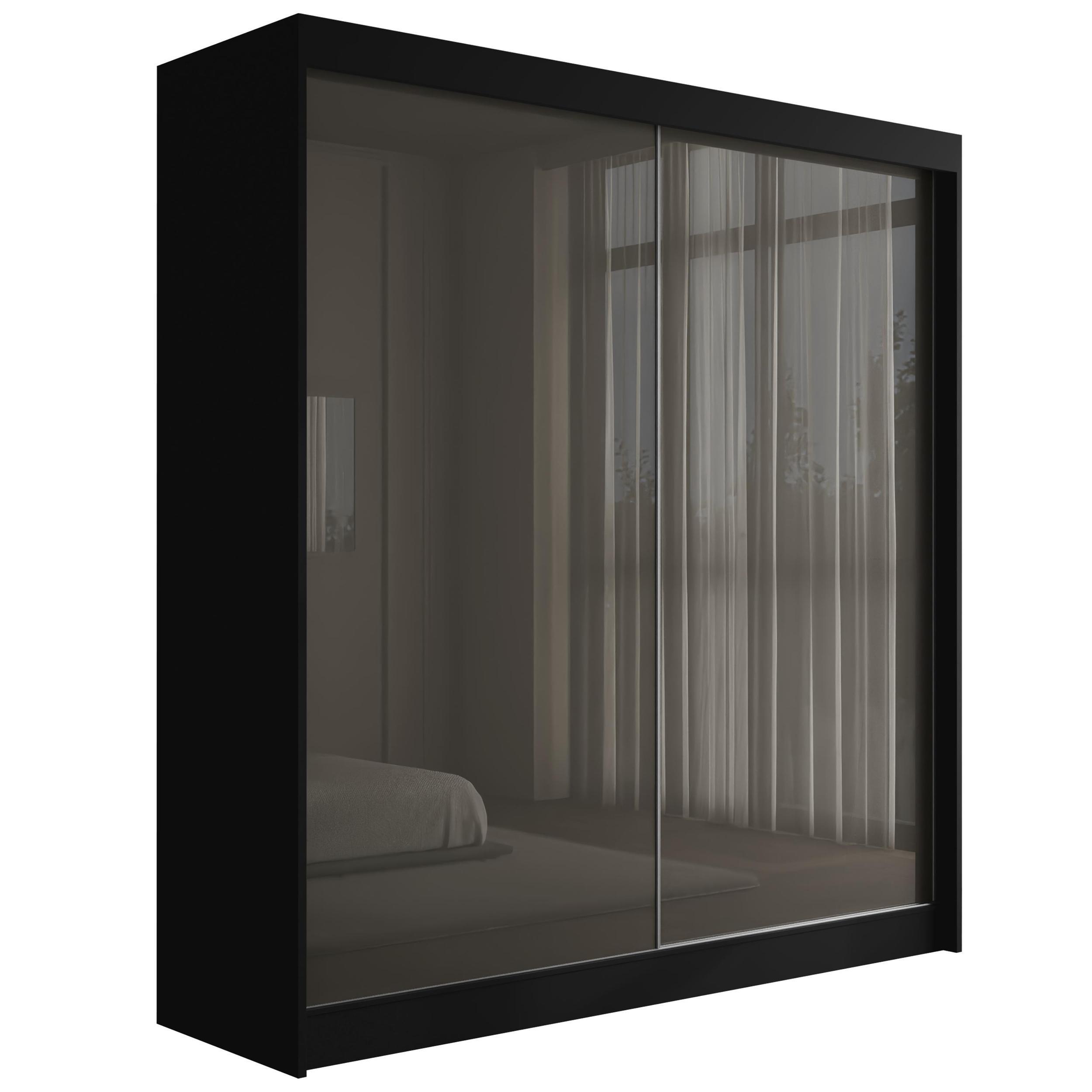 Wohnli Möbelsuche - KLEIDERSCHRANK PEKA - 200 cm - Schwarz|Grau