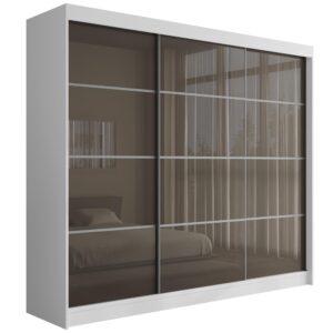 Wohnli Möbelsuche - KLEIDERSCHRANK PEKA III - 250 cm - Weiß|Grau