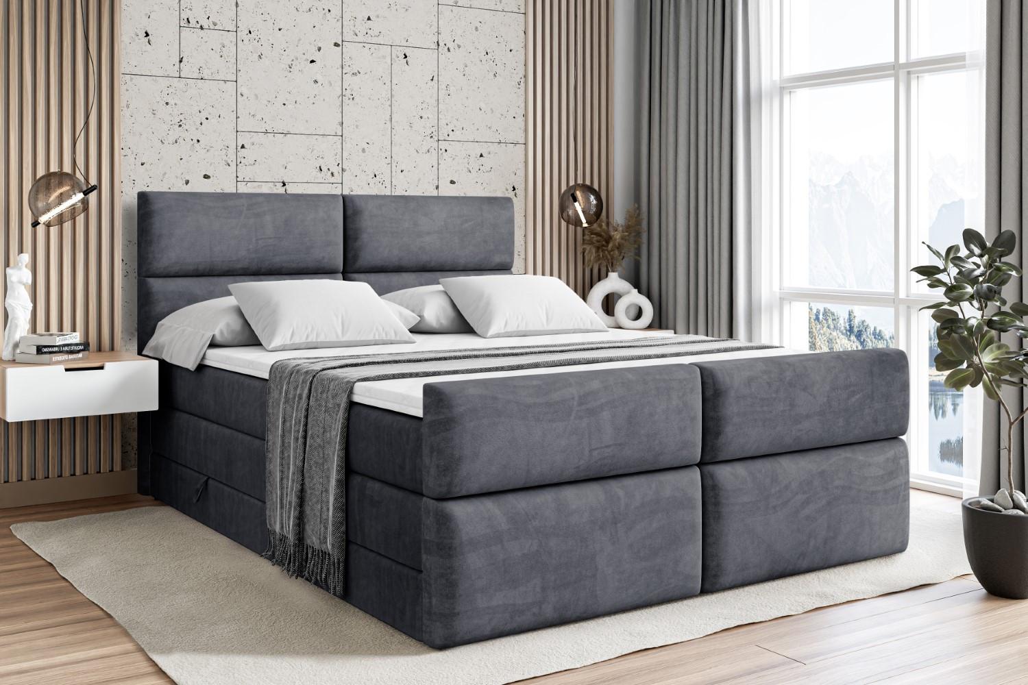 BOXSPRINGBETT BOXI3-Z KING - 200x200 - H3/H4 - Dunkelgrau Holzwerkstoff ALTDECOR Möbel > Betten > Boxspringbetten Grau