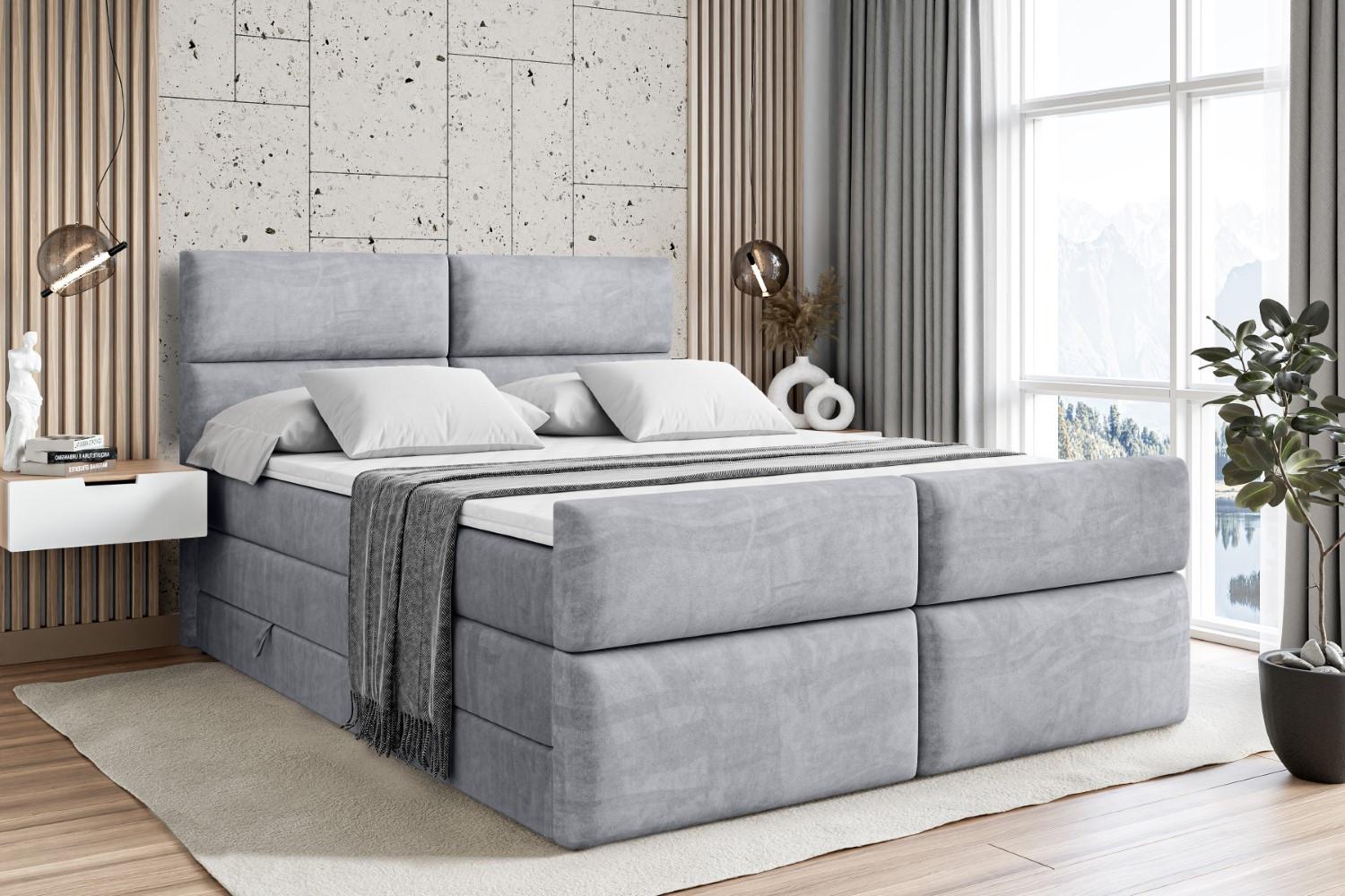 wohnli-moebel-suche-800000635875-1 BOXSPRINGBETT BOXI3-Z KING - 200x200 - H3/H4 - Hellgrau Holzwerkstoff ALTDECOR Möbel > Betten > Boxspringbetten Grau