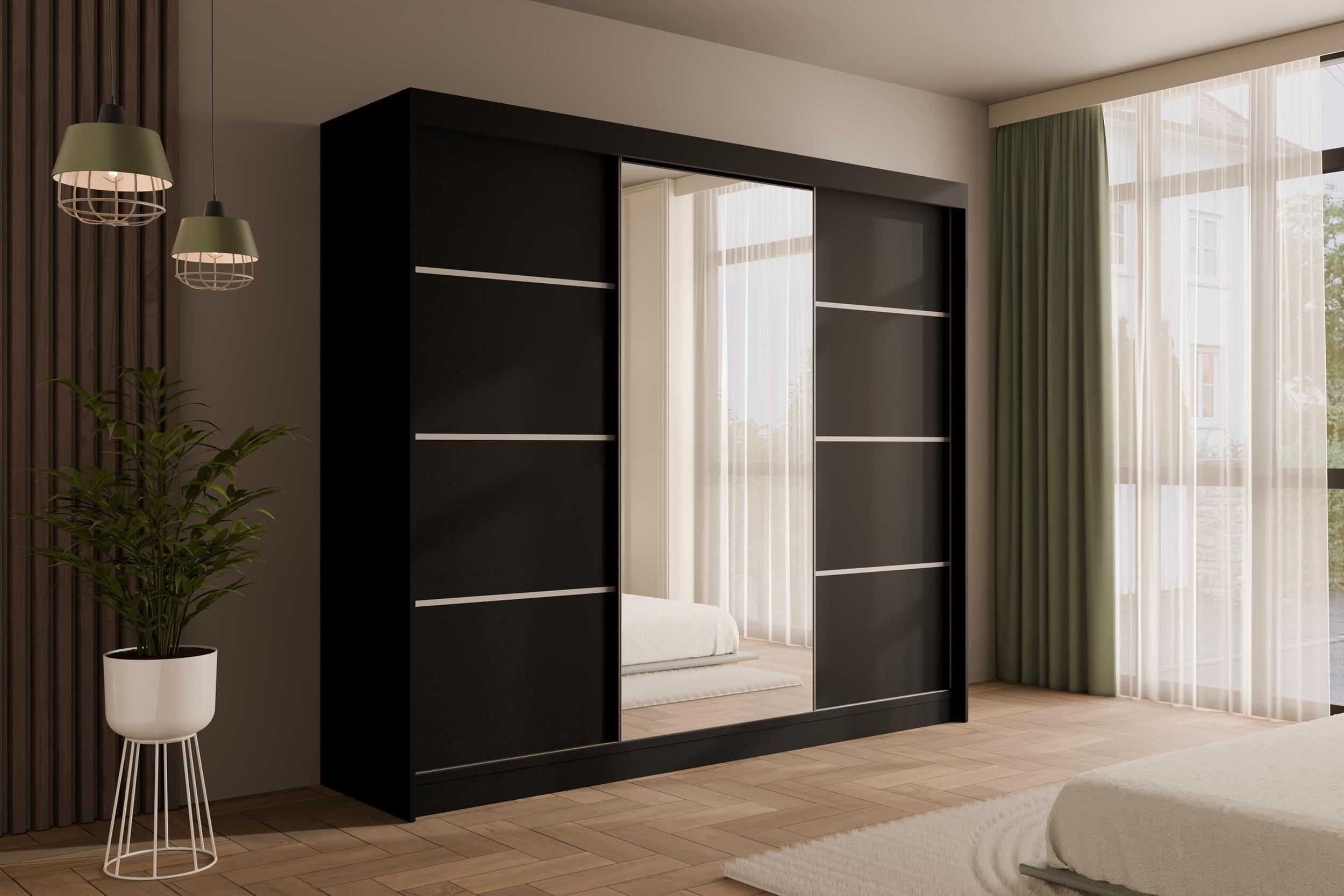 wohnli-moebel-suche-800000635928-1 KLEIDERSCHRANK PAOKI - 250 cm - Schwarz Holzwerkstoff ALTDECOR Möbel > Schränke > Kleiderschränke Schwarz