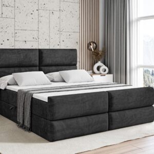 BOXBETT BOXI3-Z - 180x200 cm - H3 - Schwarz Holzwerkstoff ALTDECOR Möbel > Betten > Boxspringbetten Schwarz