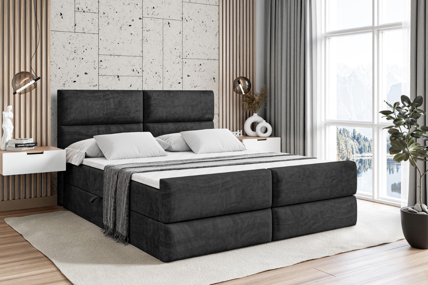 BOXBETT BOXI3-Z - 180x200 cm - H3 - Schwarz Holzwerkstoff ALTDECOR Möbel > Betten > Boxspringbetten Schwarz